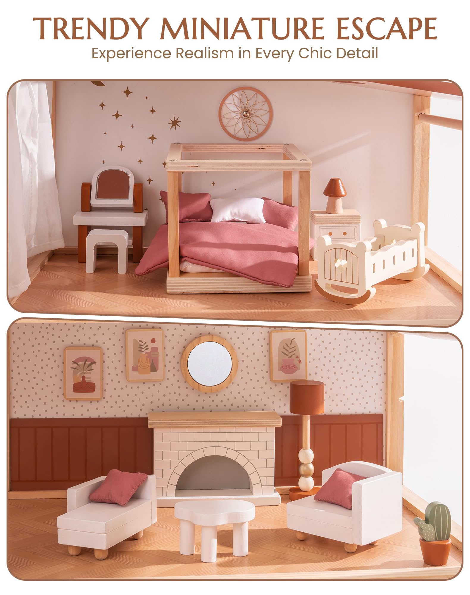 ROBUD Wooden Dollhouse - Bohemian