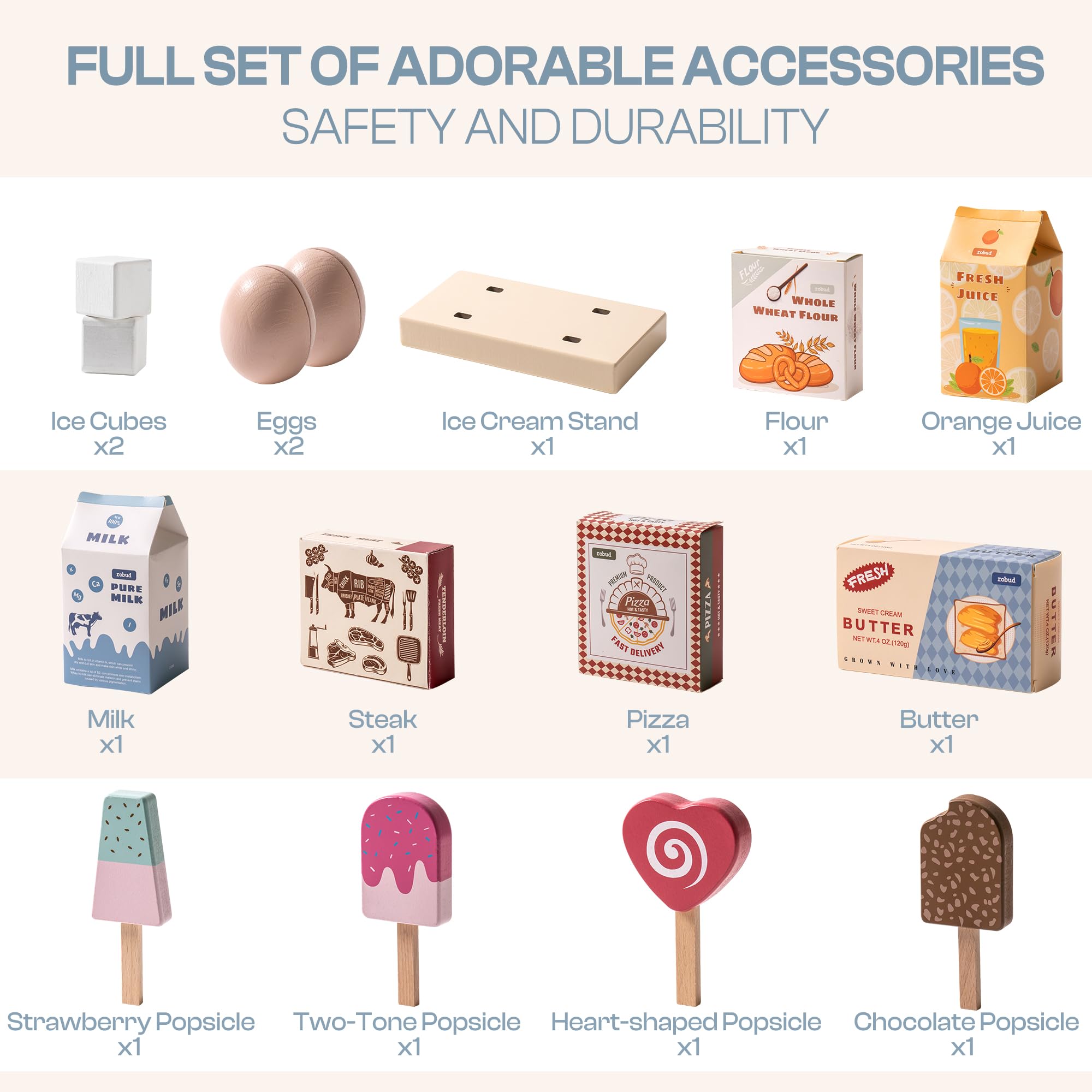 Ensemble réfrigérateur-congélateur en bois pour enfants Robud