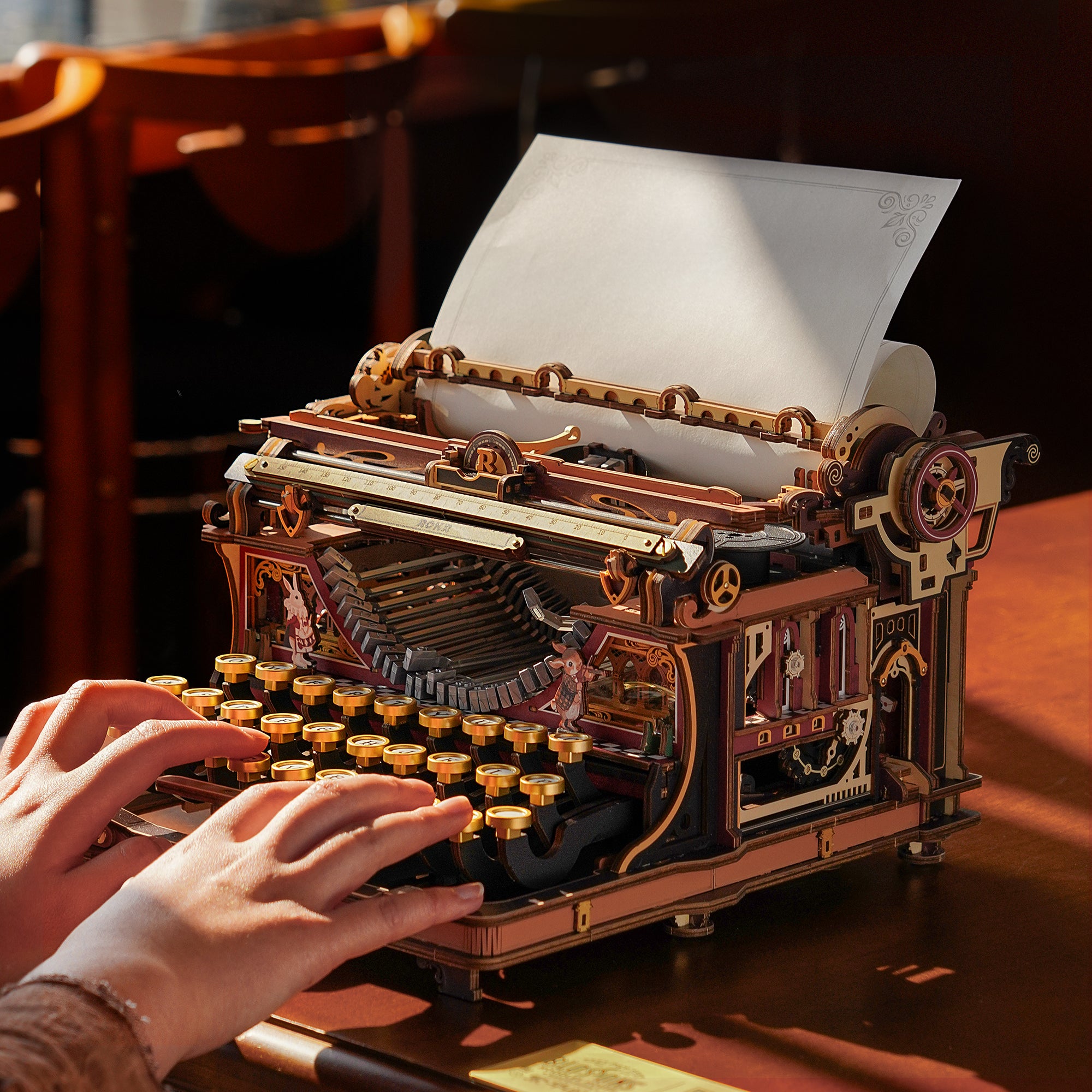 ROKR Mechanical Typewriter Wooden 3D Puzzle LK703C (Magic Version)