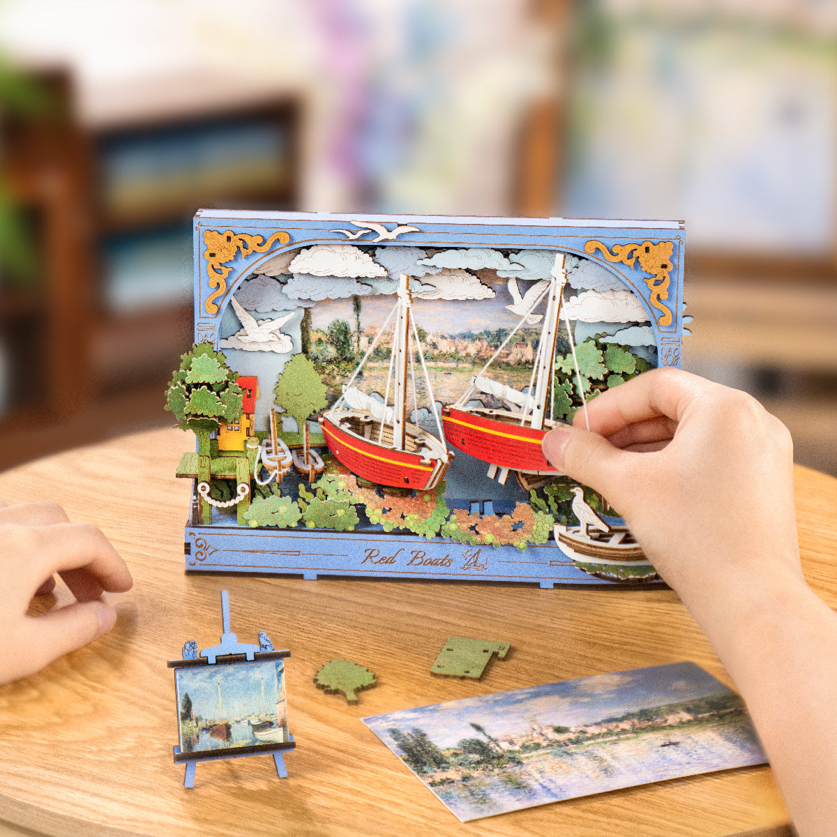 Rowood Rote Boote Wandkunst 3D-Holzpuzzle TH004