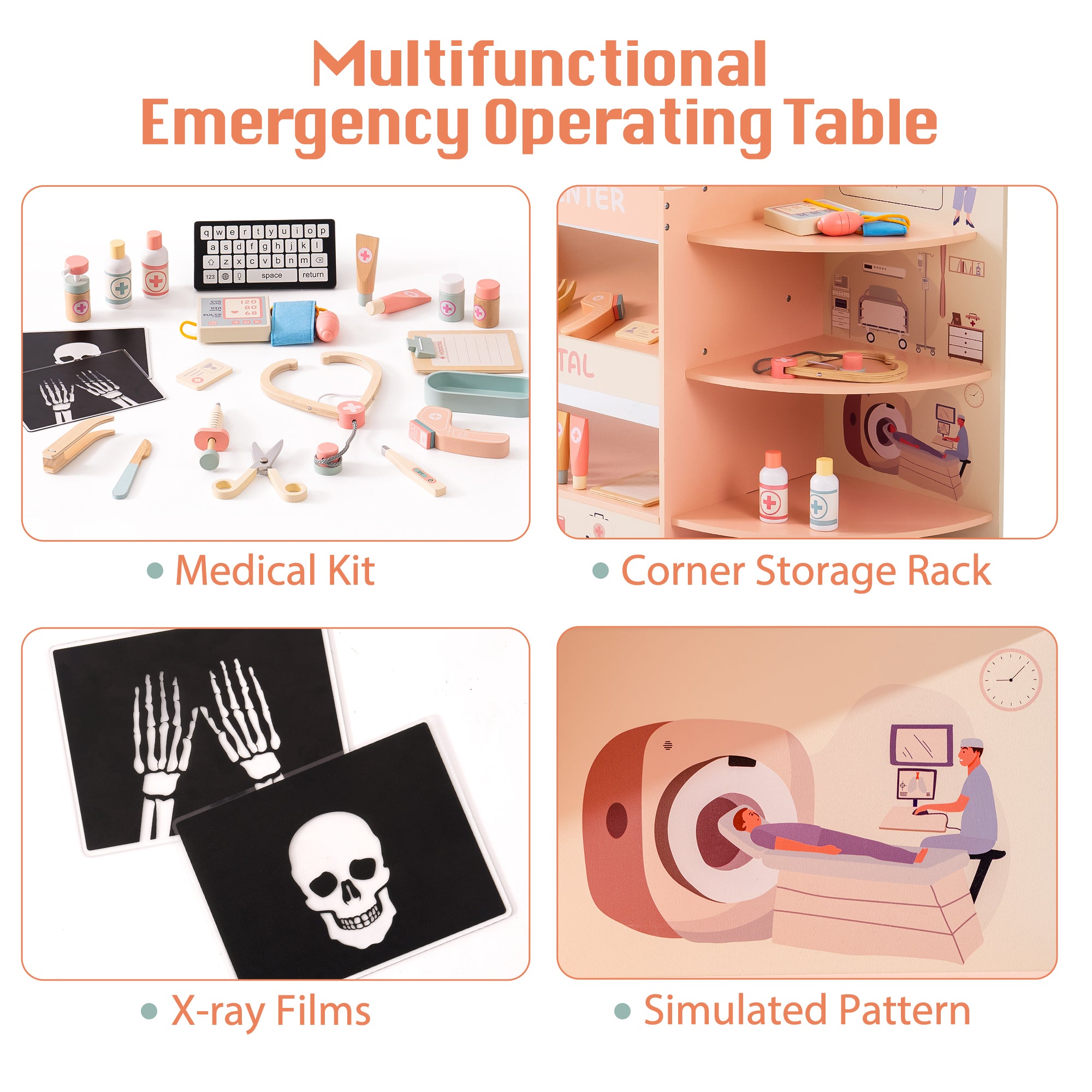 ROBUD Wooden Doctor's Activity Center Toy Set