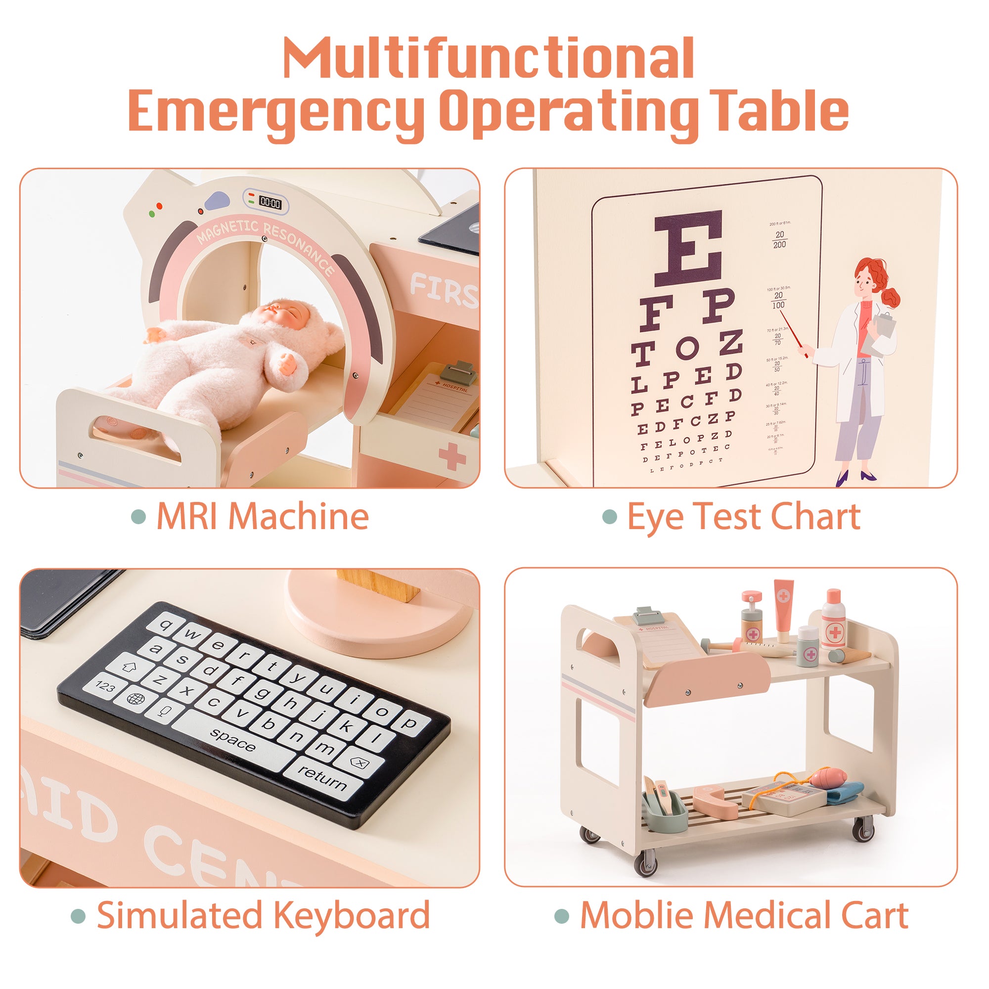 ROBUD Wooden Doctor's Activity Center Toy Set