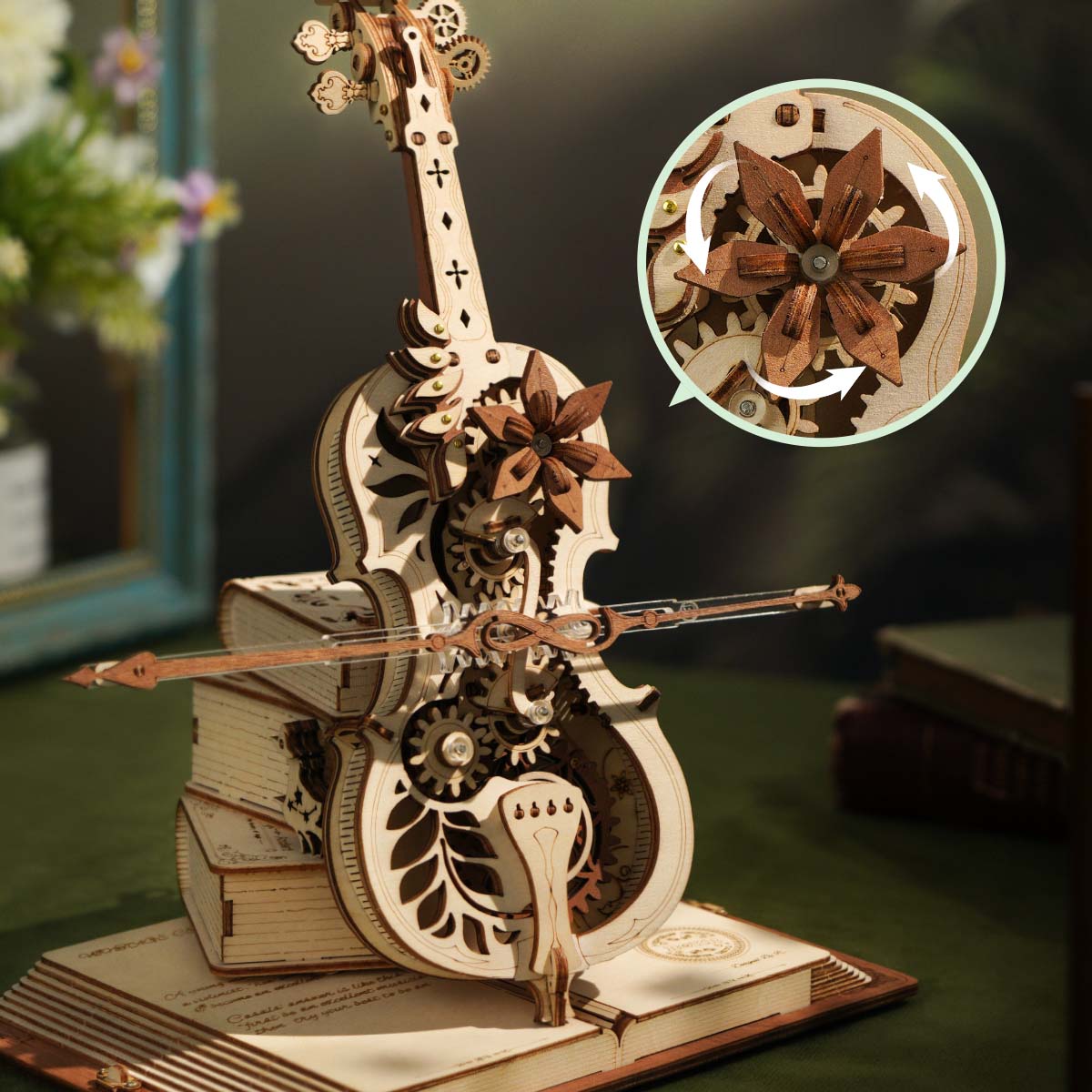 Boîte à musique mécanique ROKR Magic Cello Puzzle en bois 3D AMK63