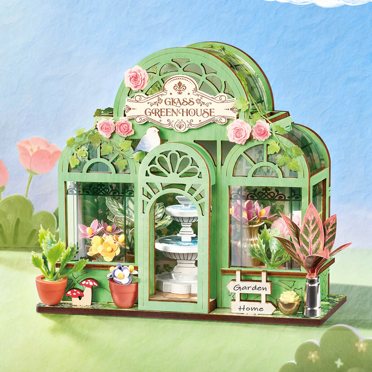 Rolife Green Fountain Garden DIY Miniature House DS049