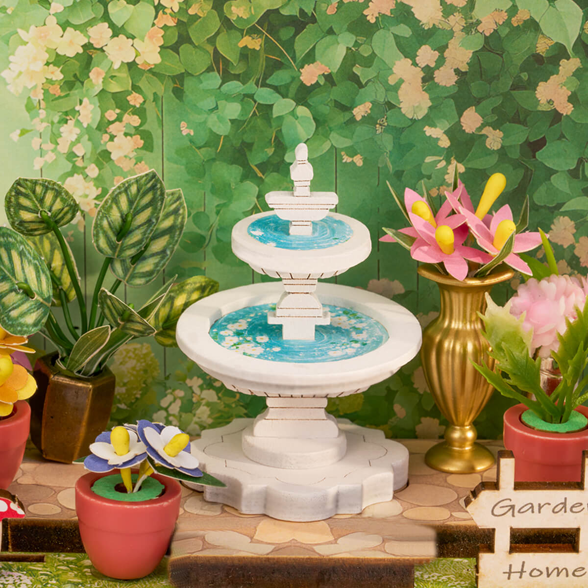 Rolife Green Fountain Garden DIY Miniature House DS049