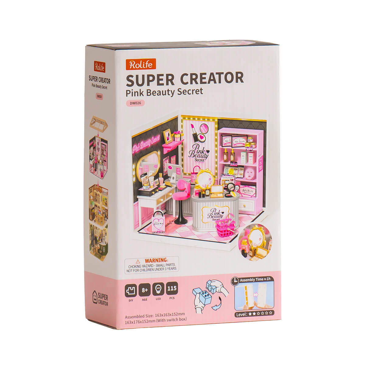 Rolife Pink Beauty Secret DIY Miniature House DW026