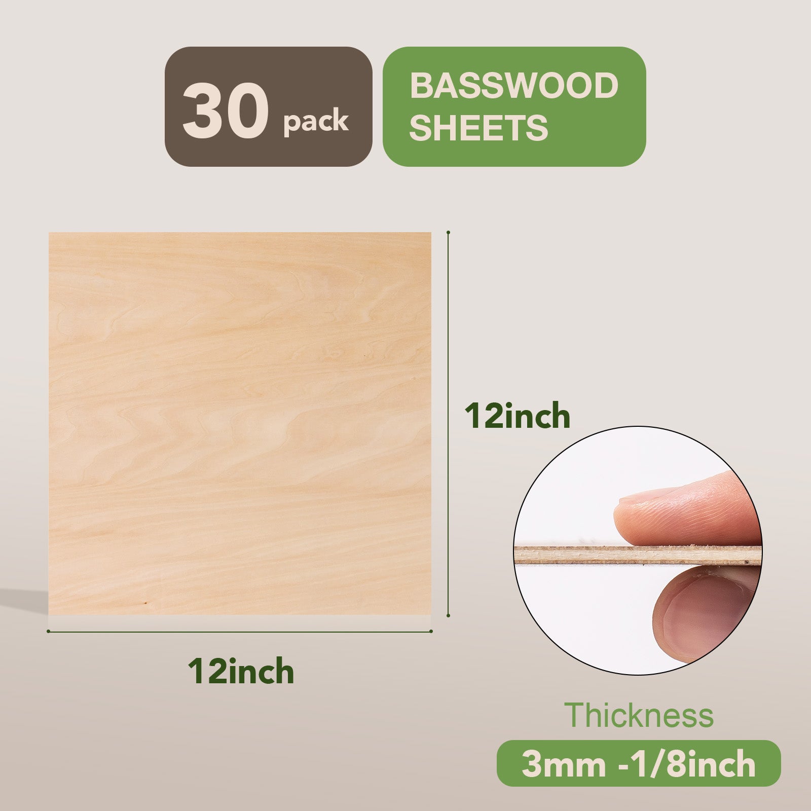 ROBOTIME Basswood & Walnut Plywood Sheets for Laser Cutting