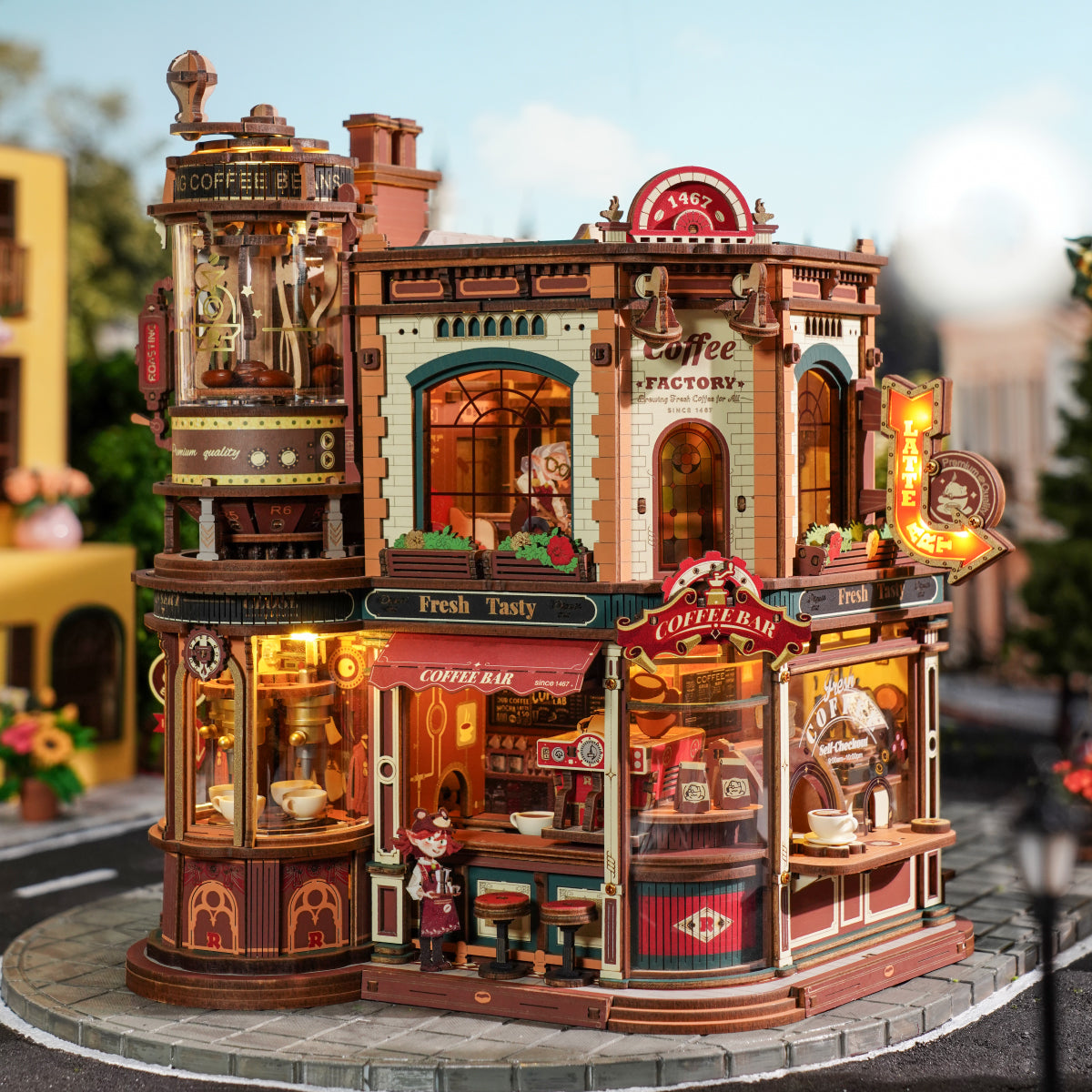 ROKR Dream Coffee Factory Music Box Wooden 3D Puzzle EAB02