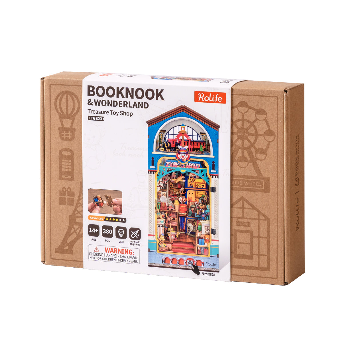 Treasure Toy Shop DIY Book Nook packaging box with Rolife kit details