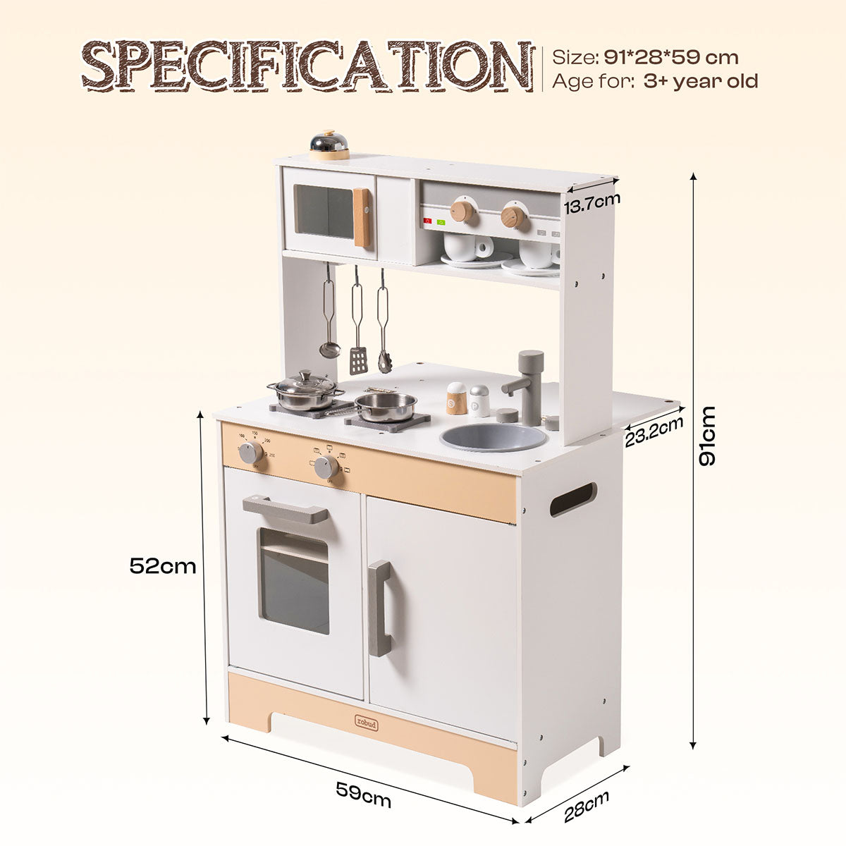 ROBUD Spielküche für Kleinkinder mit kreativer DIY-Kreativtafel WCF06