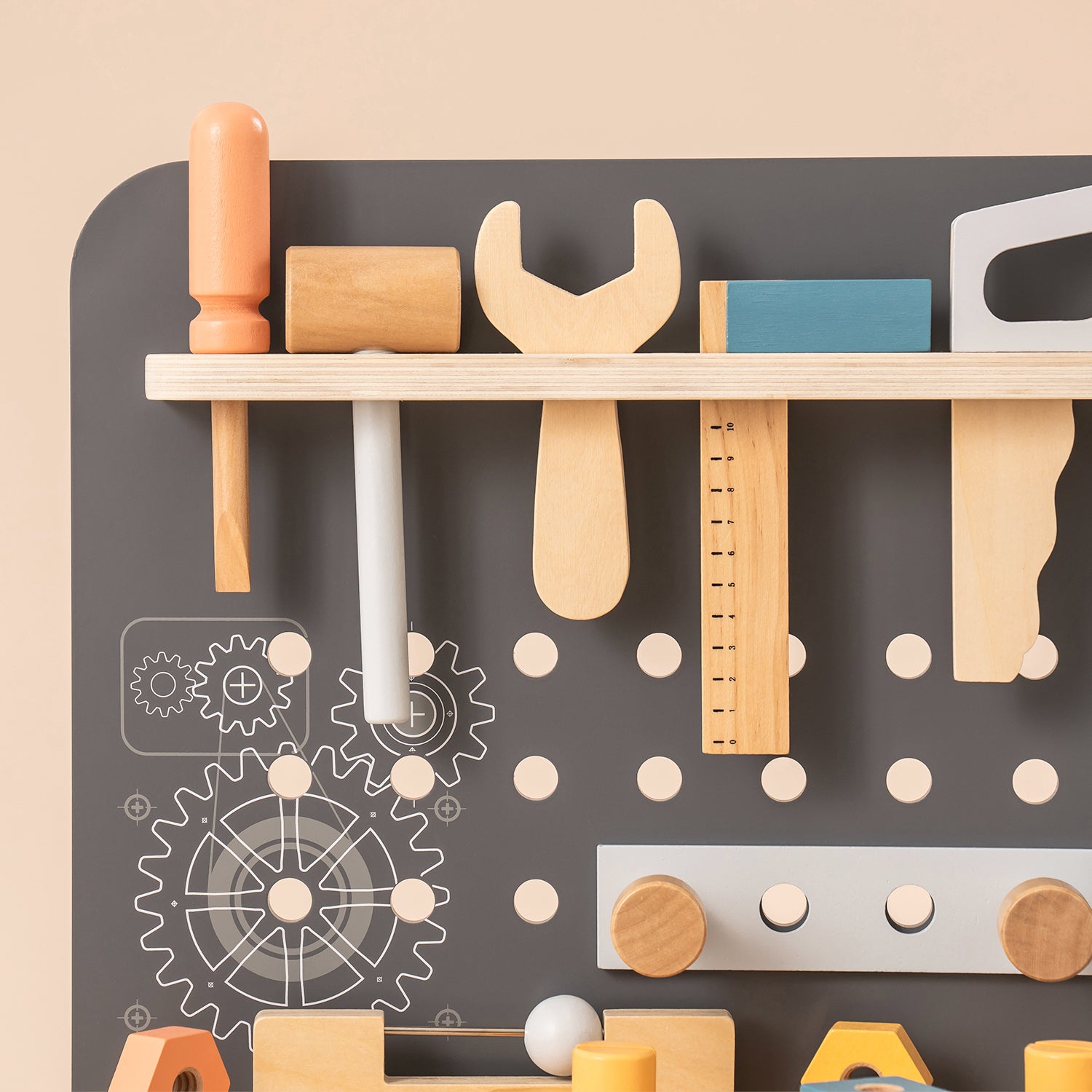 ROBUD Holz-Werkzeugbank für Kinder, Spielzeug-Spielwerkbank WG190