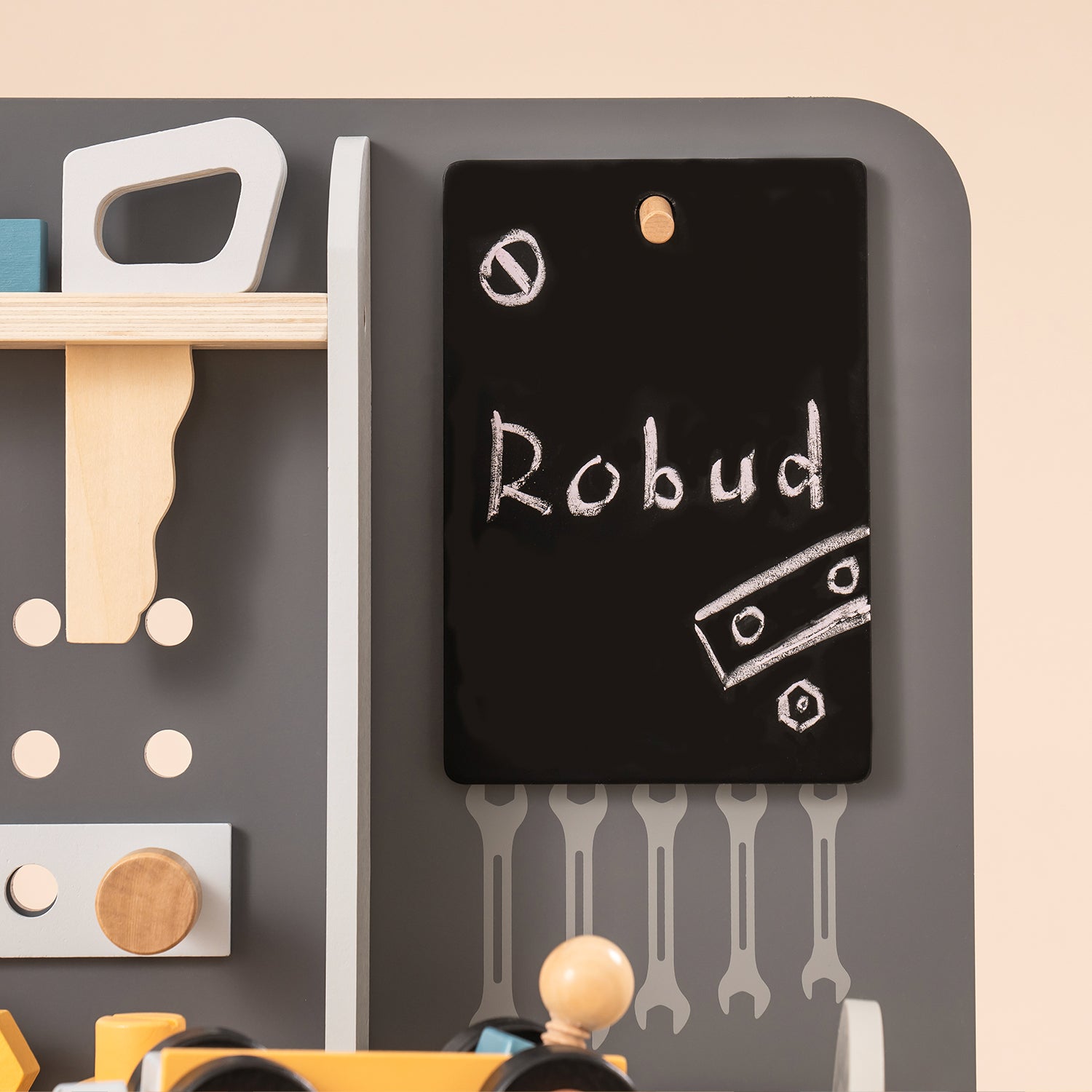 ROBUD Holz-Werkzeugbank für Kinder, Spielzeug-Spielwerkbank WG190