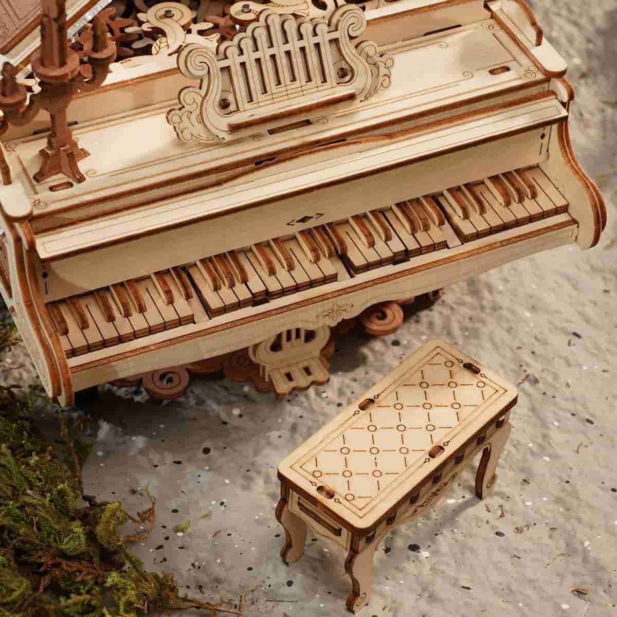 Puzzle 3D en bois avec boîte à musique mécanique Magic Piano de ROKR AMK81