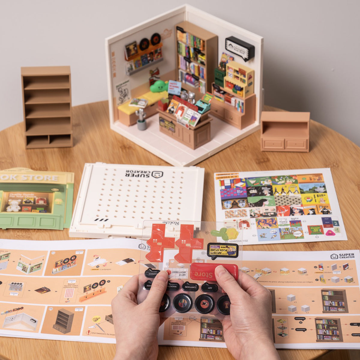 Rolife Super Creator Fascinating Book Store DIY Miniature House Kit DW004