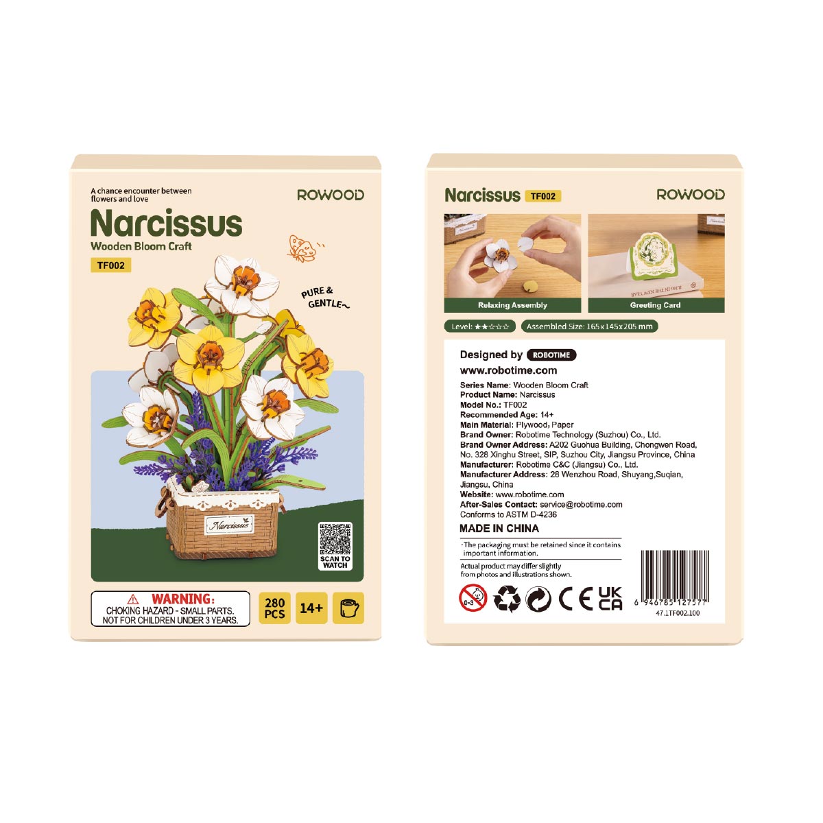 Rowood Narcissus DIY Flower Bouquet Wooden 3D Puzzle TF002