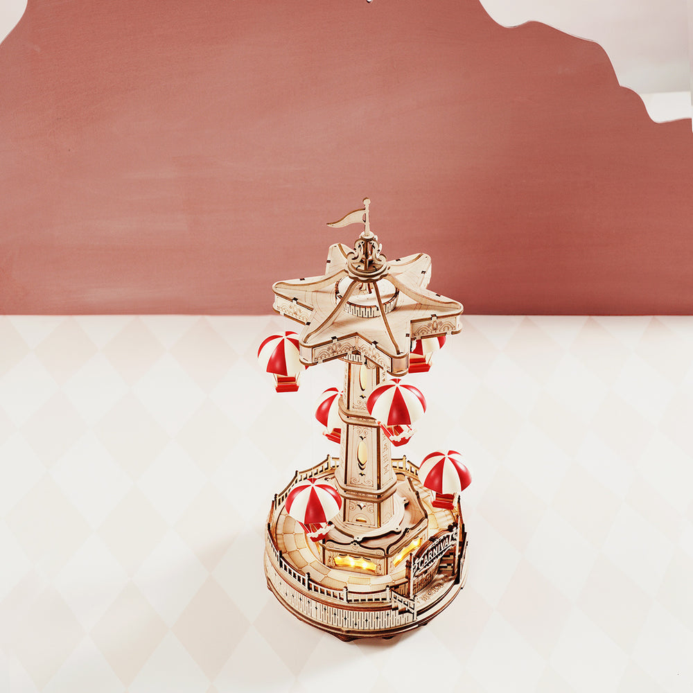 ROKR Parachute Tower DIY Music Box 3D Wooden Puzzle | Robotime