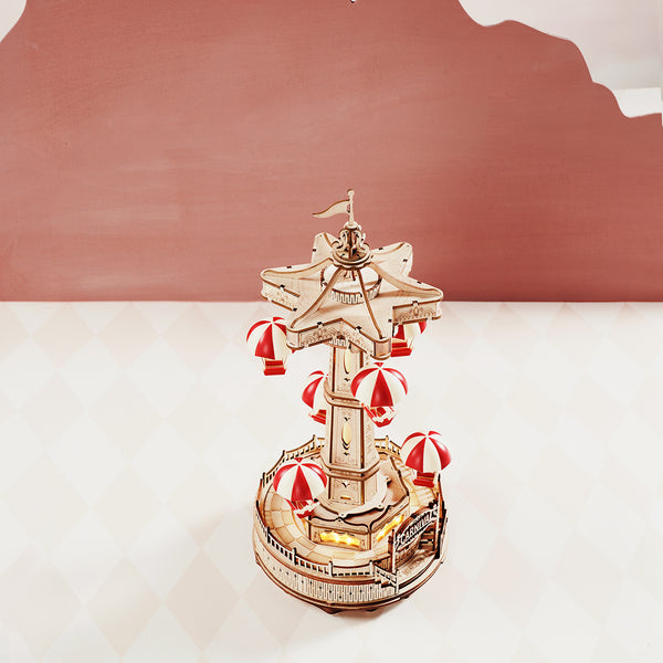 ROKR Parachute Tower DIY Music Box 3D Wooden Puzzle | Robotime