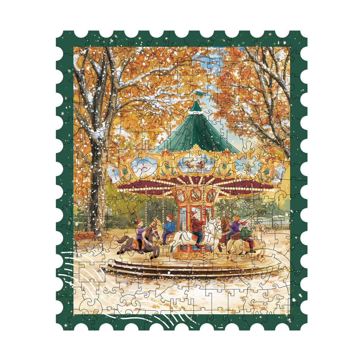 Rowood Golden Autumn Carousel Wooden Jigsaw Puzzle TA008