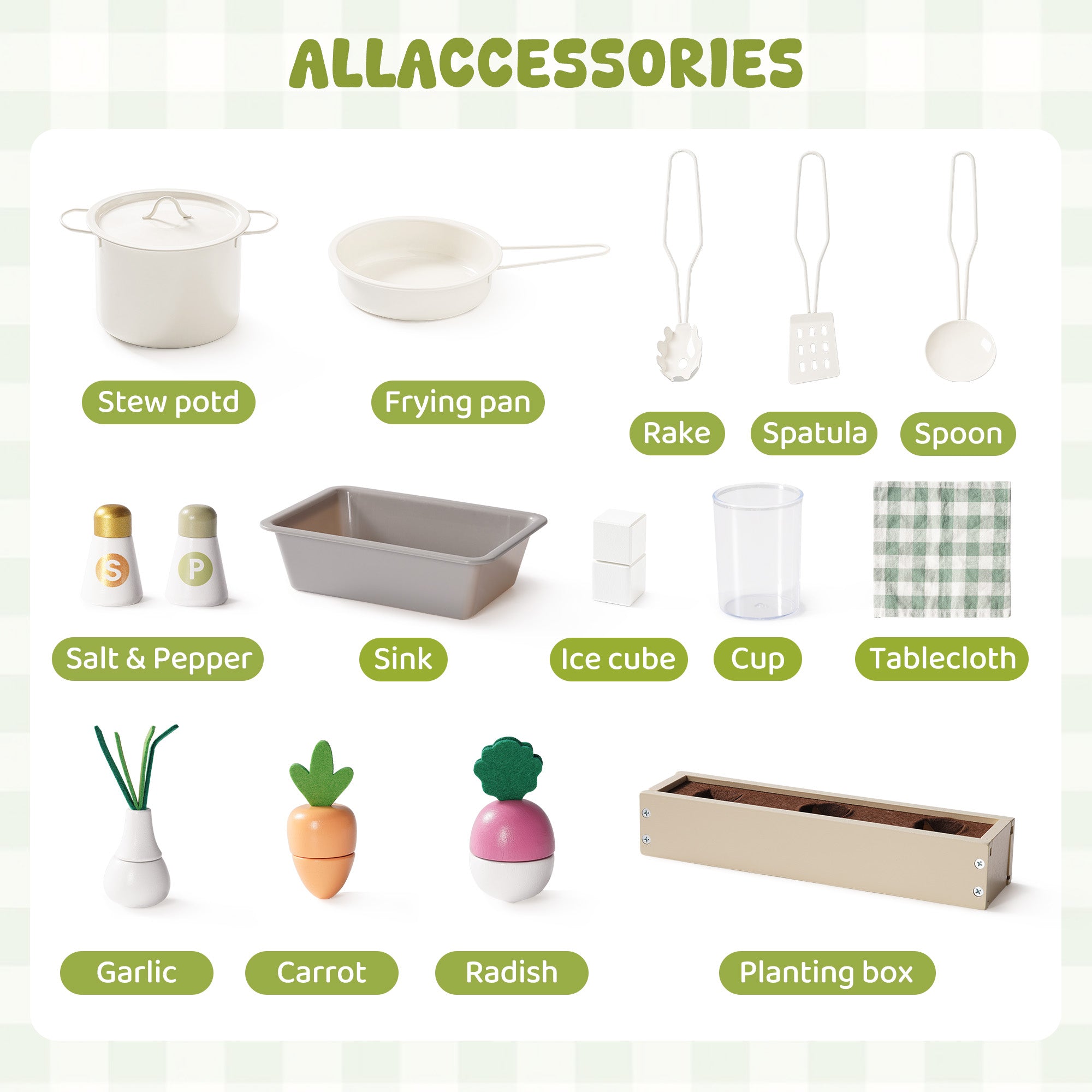 ROBUD Wooden Pretend Play Kitchen Set for Kids	