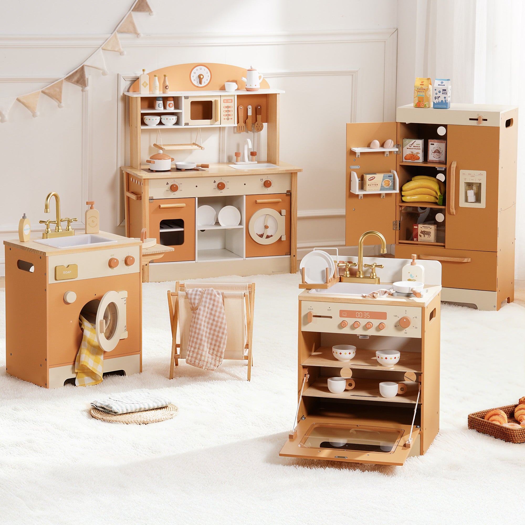 Robud Wooden Kids Kitchen PlaySet Series - Caramel	