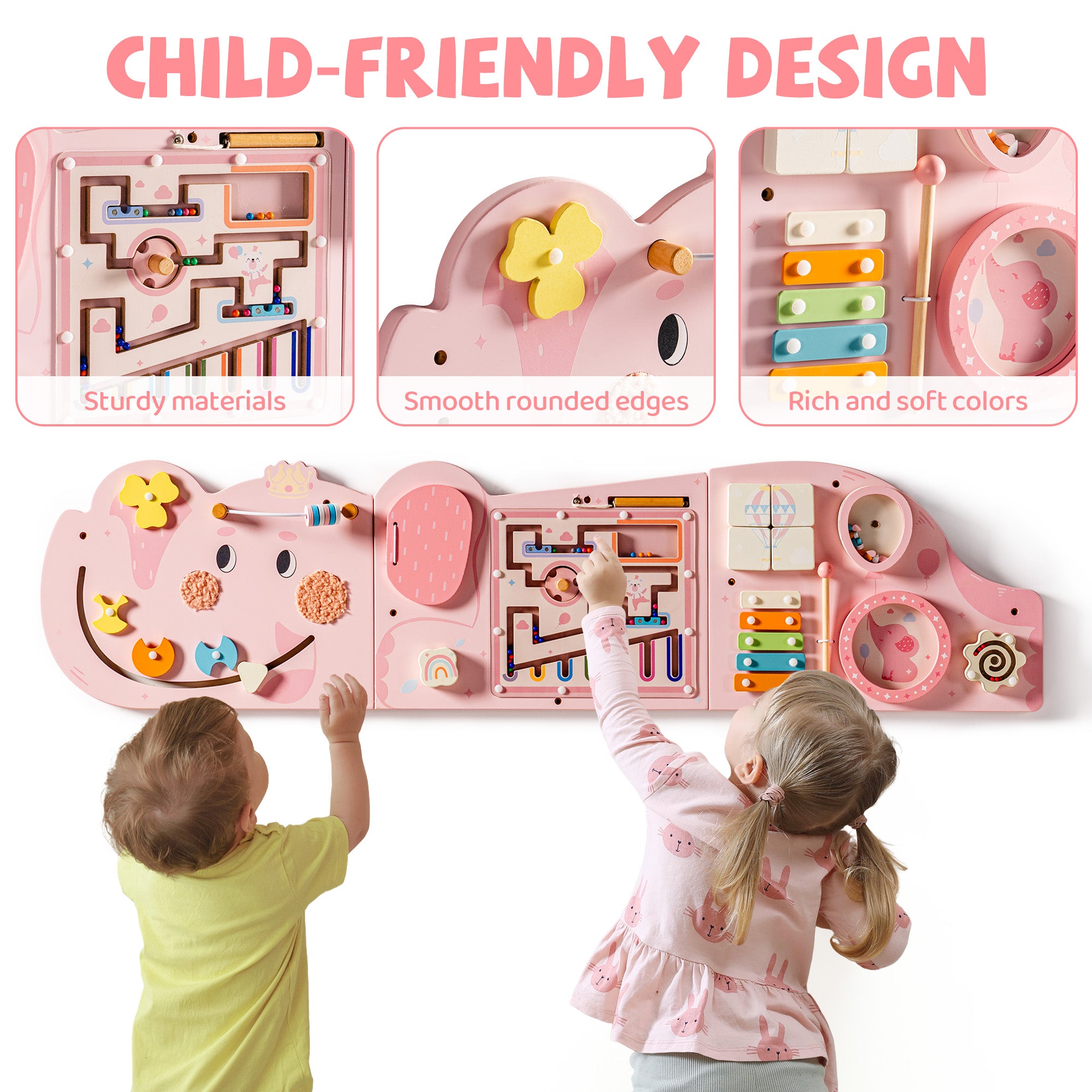 ROBUD Wooden Cream Elephant Busy Board	