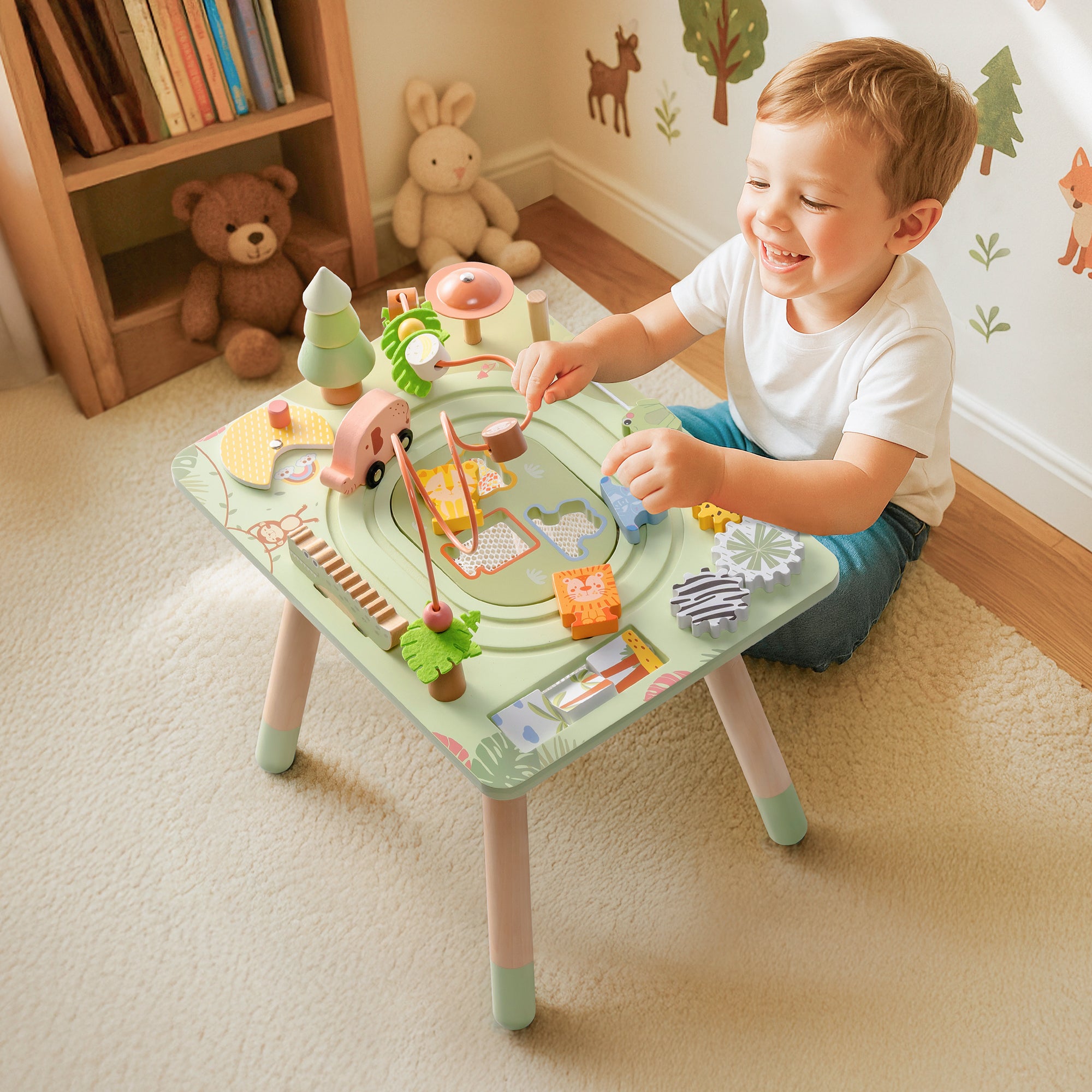 ROBUD 11 in 1 Wooden Rainforest Activity Table	