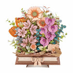Rowood Wooden Blooming Book Flower Bouquet 3D Puzzle TW04H 3D wooden flower puzzle, product front view on neutral background