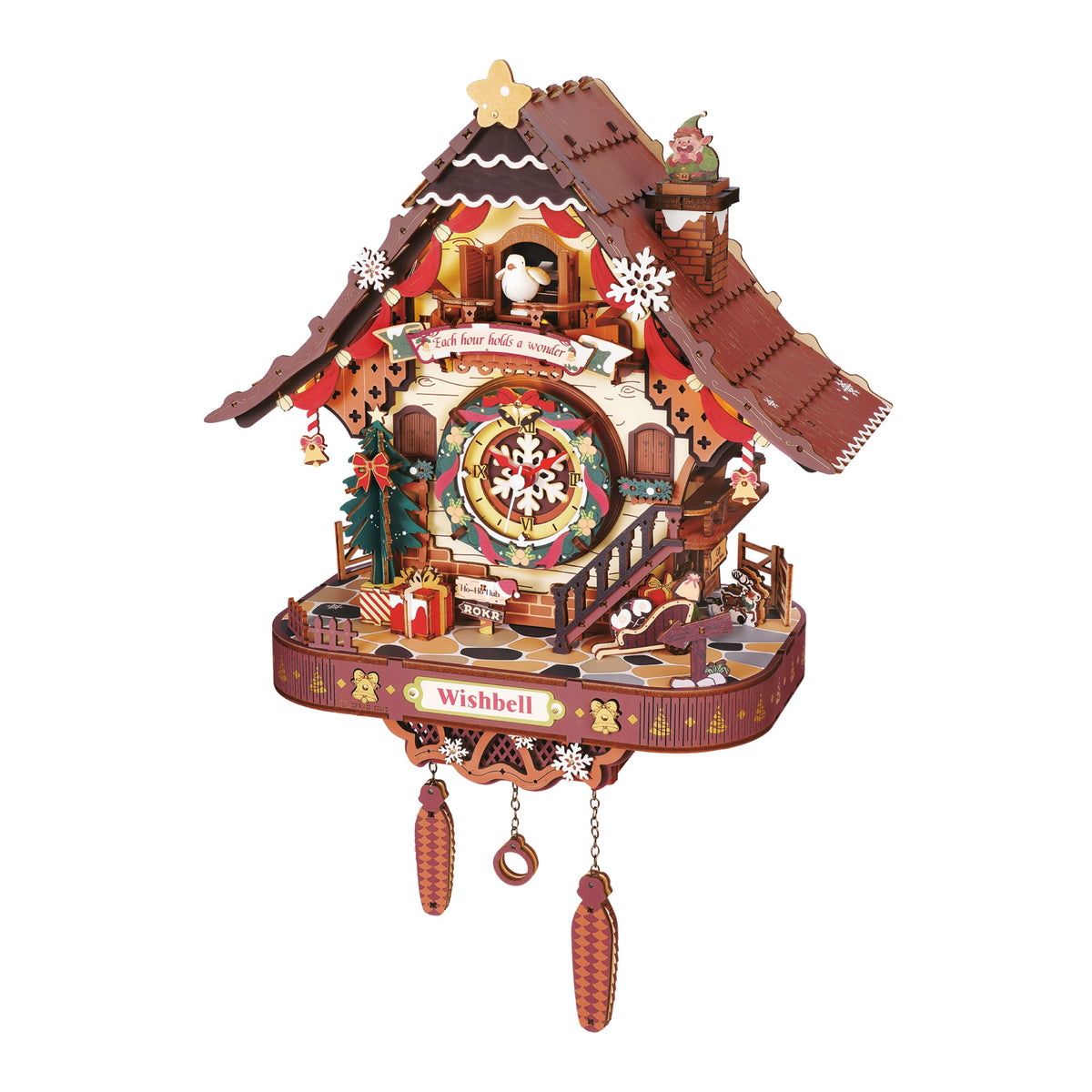 ROKR Christmas Cuckoo Clock Mechanical Wooden 3D Puzzle LCB01