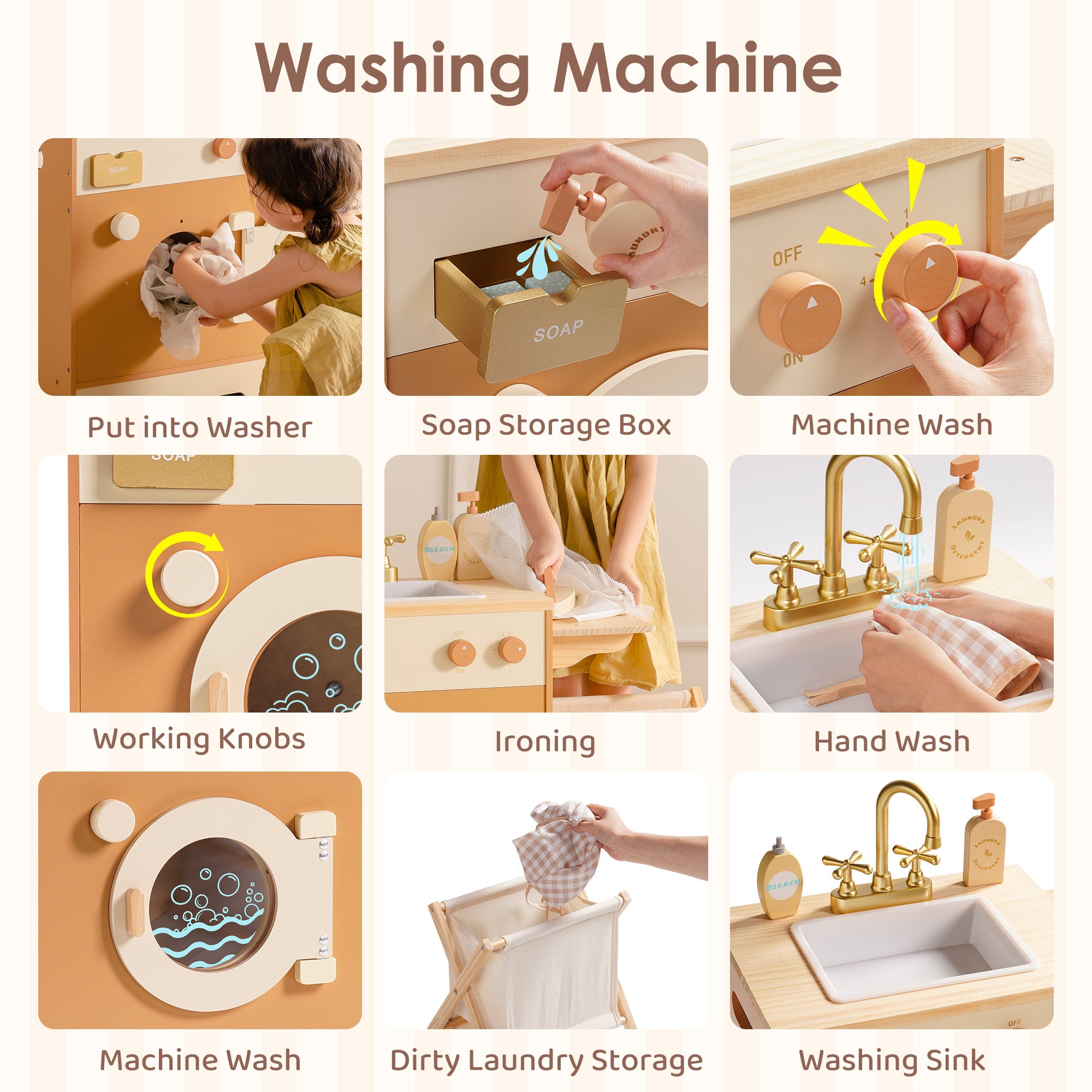 Robud Wooden Kids Kitchen PlaySet Series - Caramel	