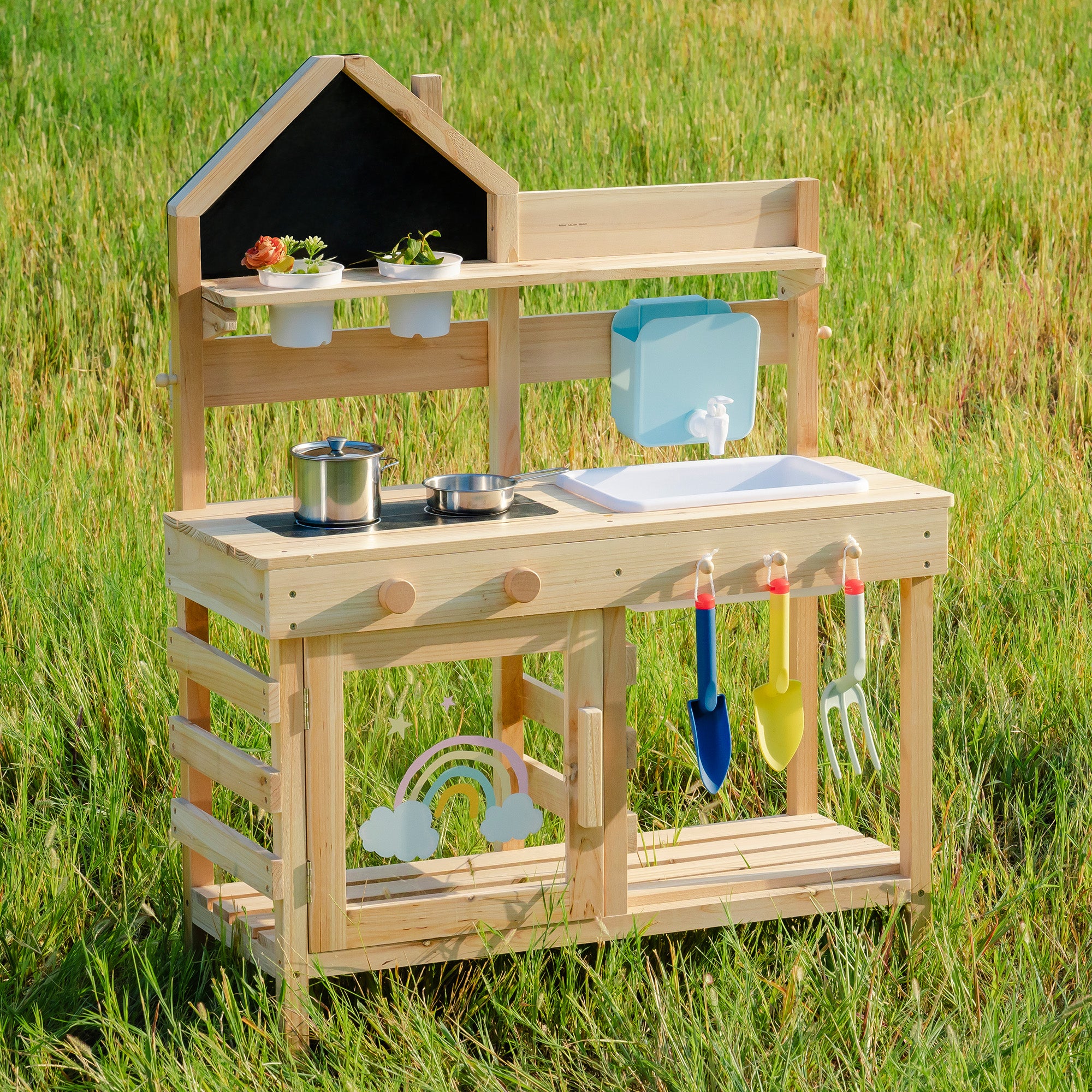 ROBUD Outdoor Mud Kitchen for Kids ¨C Wooden Play Kitchen with Accessories	