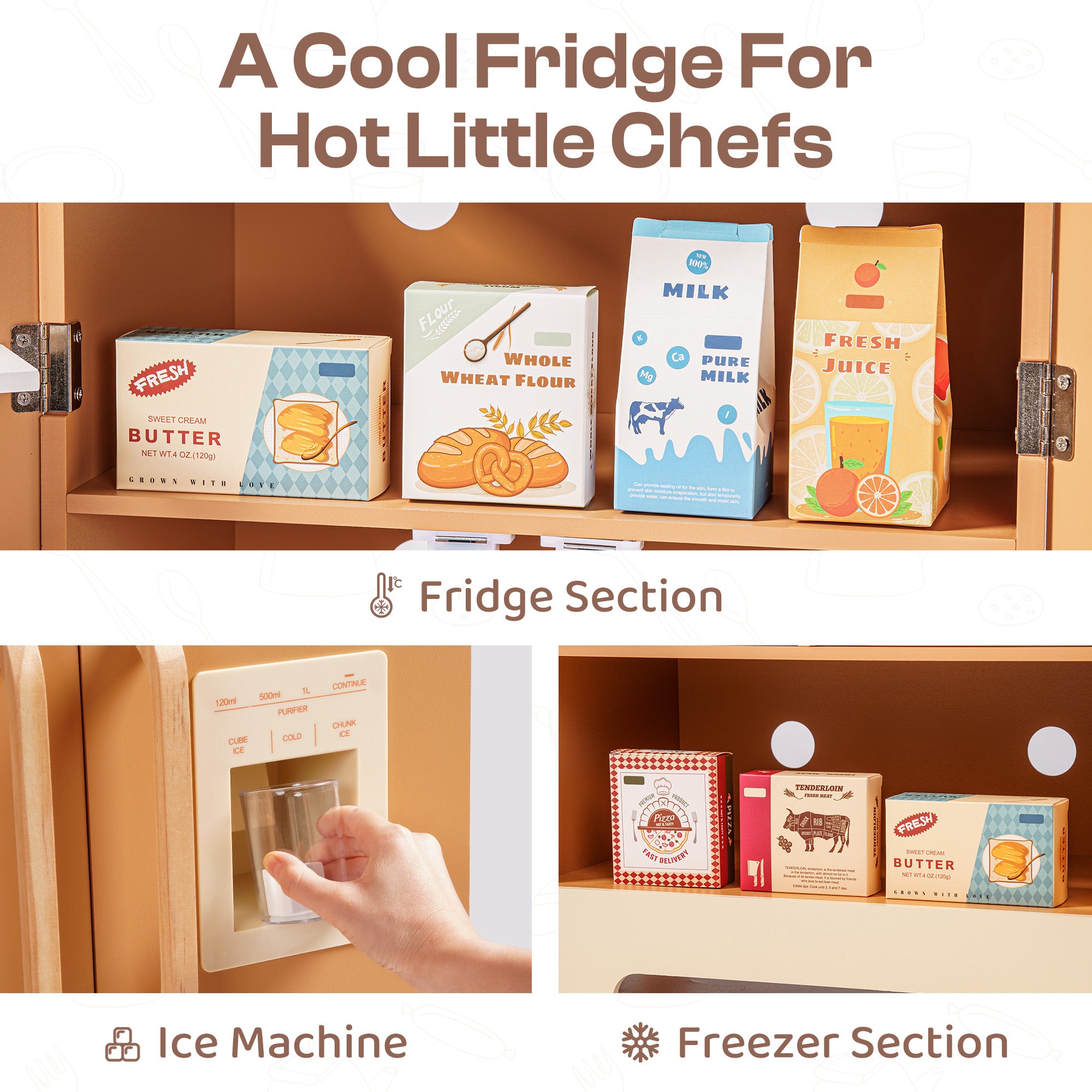 ROBUD Wooden Caramel Refrigerator	