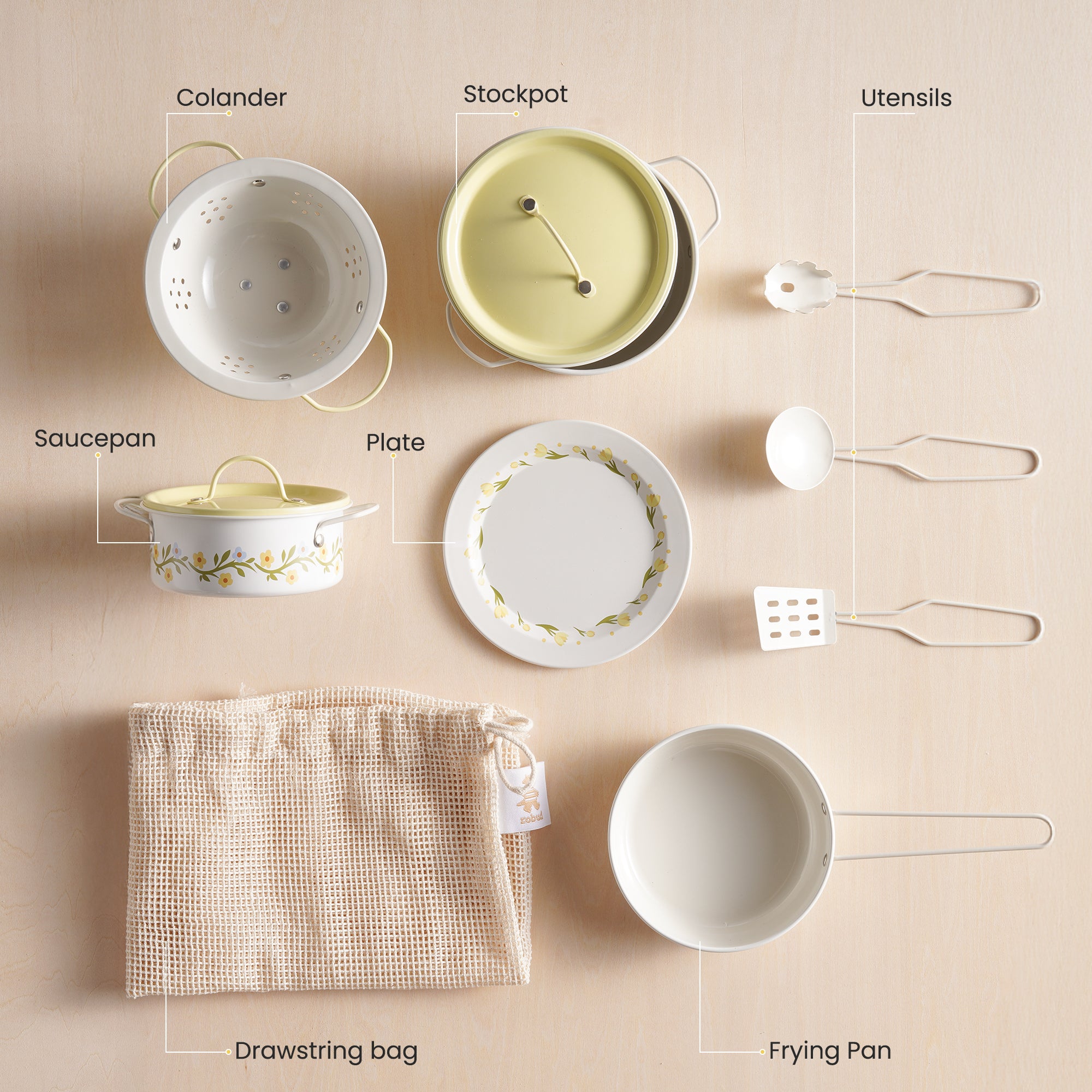 ROBUD Tinplate Pretend Cooking Utensils	