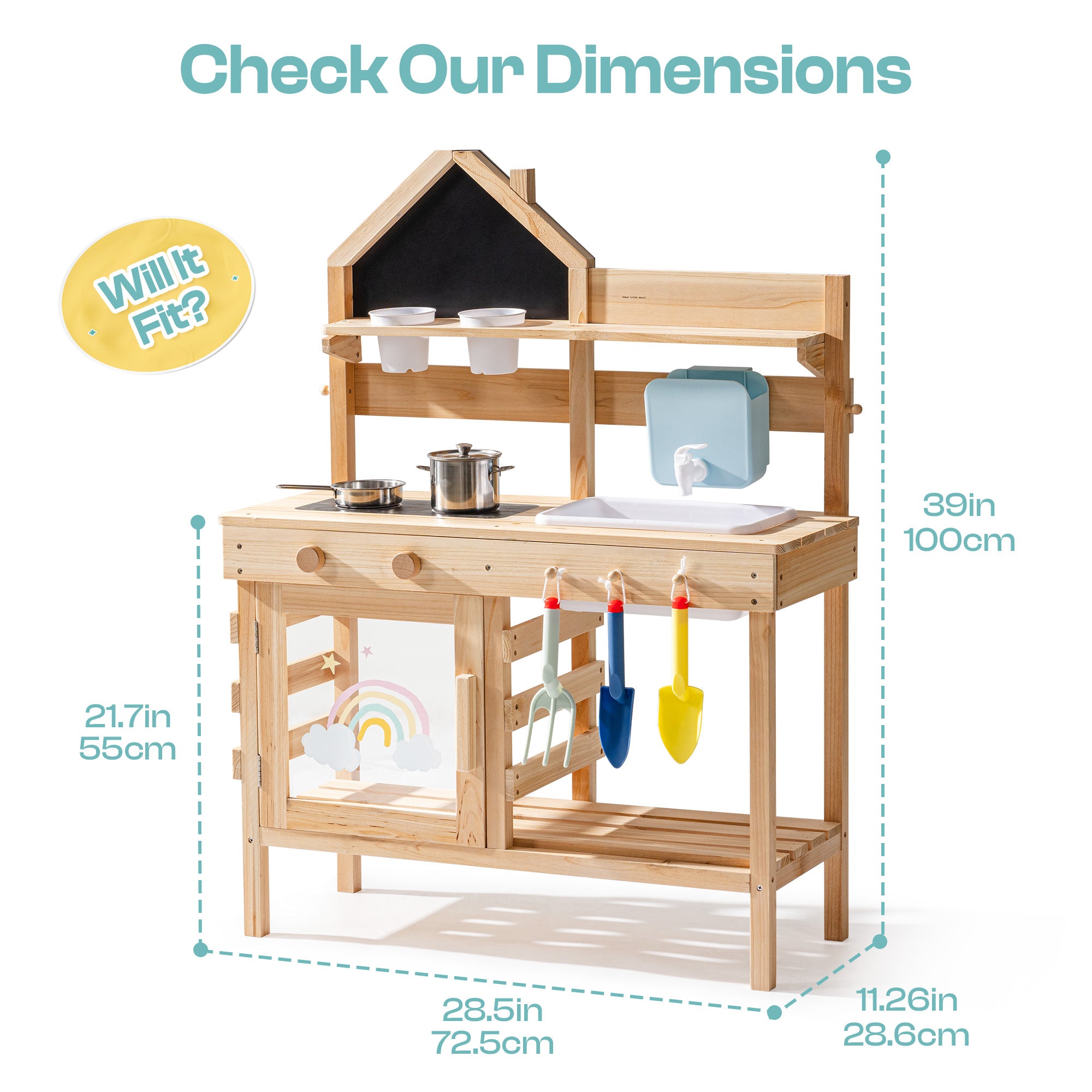 ROBUD Outdoor Mud Kitchen for Kids ¨C Wooden Play Kitchen with Accessories	