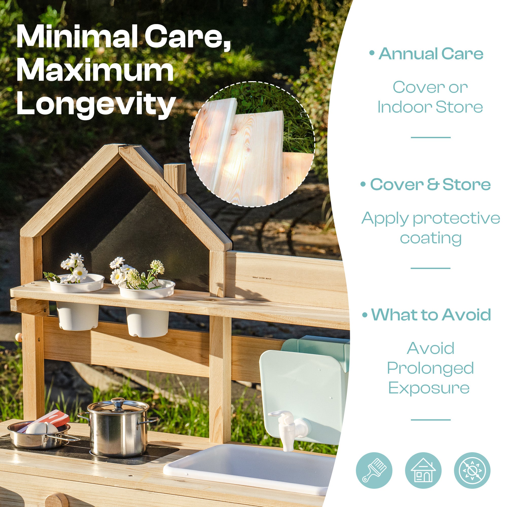 ROBUD Outdoor Mud Kitchen for Kids ¨C Wooden Play Kitchen with Accessories	