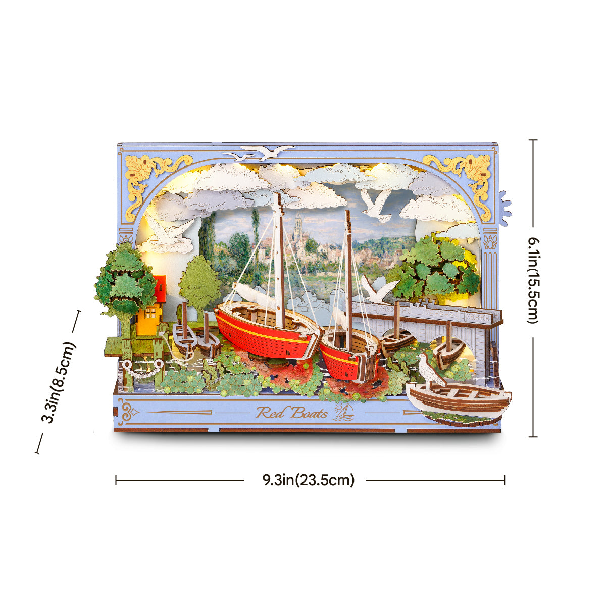 Rowood Red Boats Wall Art 3D Wooden Puzzle TH004 | Robotime Online