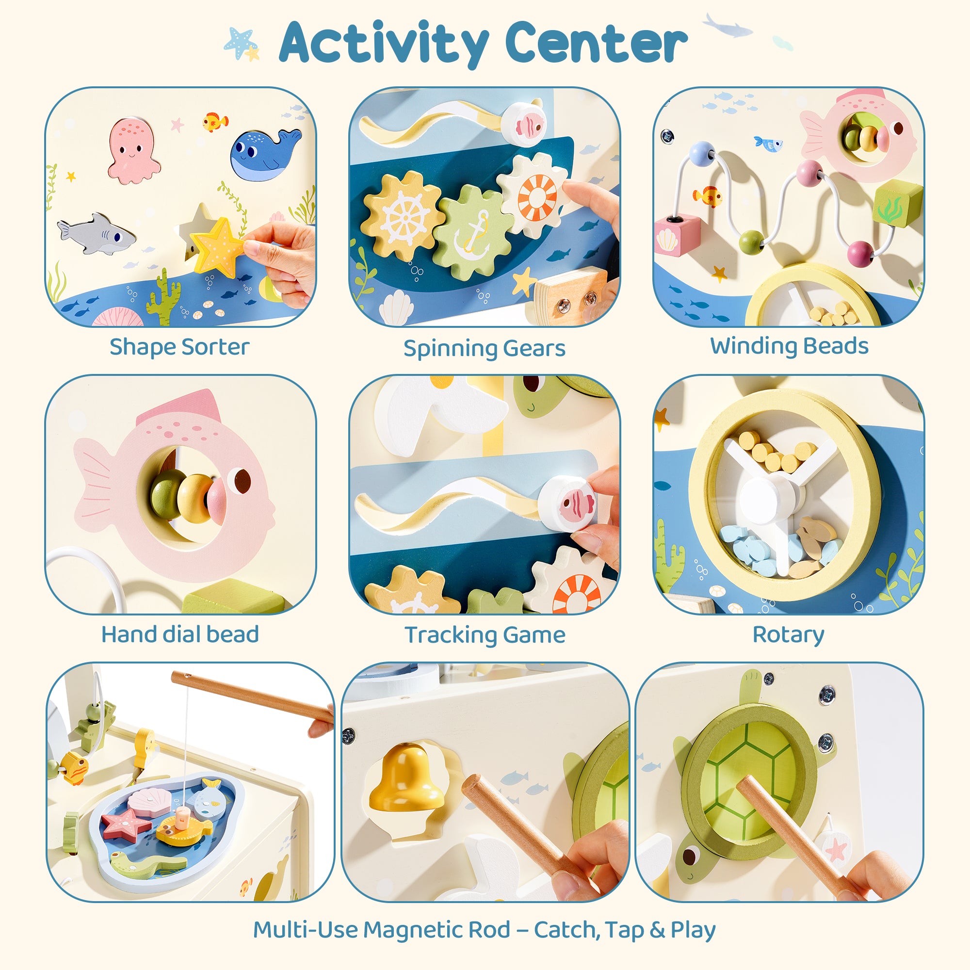 ROBUD Wooden Baby Push Walker - Underwater World	