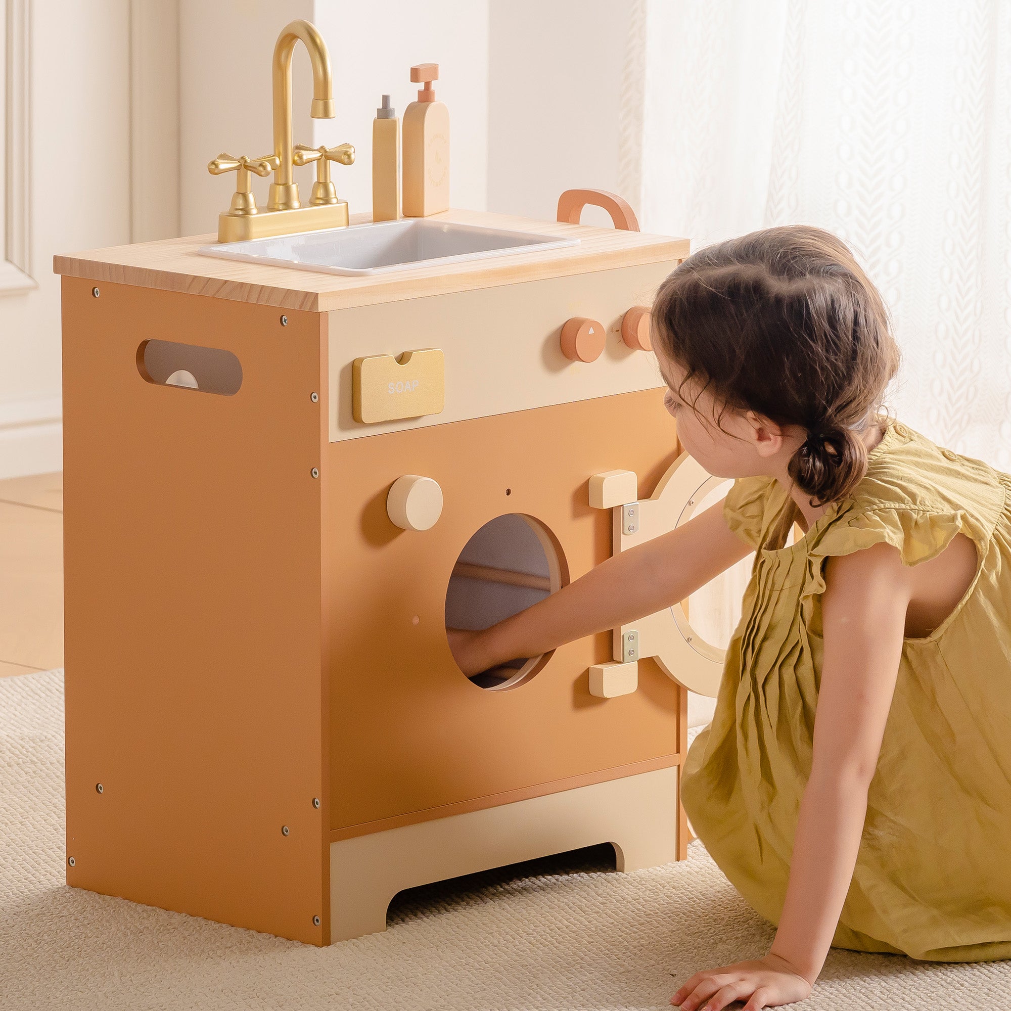 Robud Wooden Laundry Playset - Caramel	