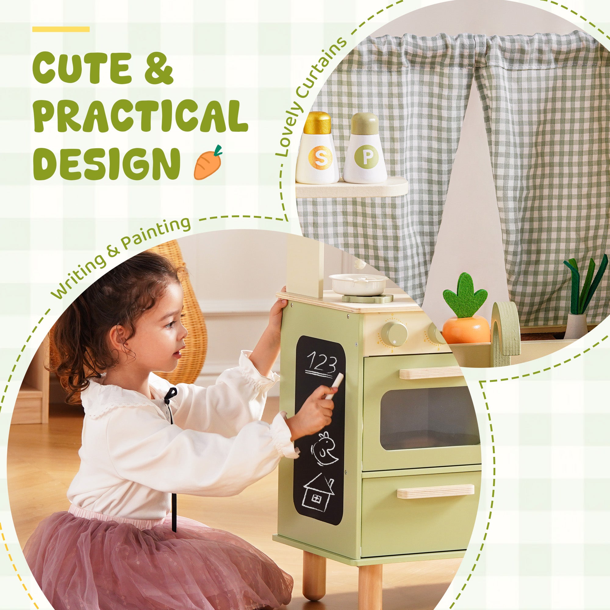 ROBUD Wooden Pretend Play Kitchen Set for Kids	