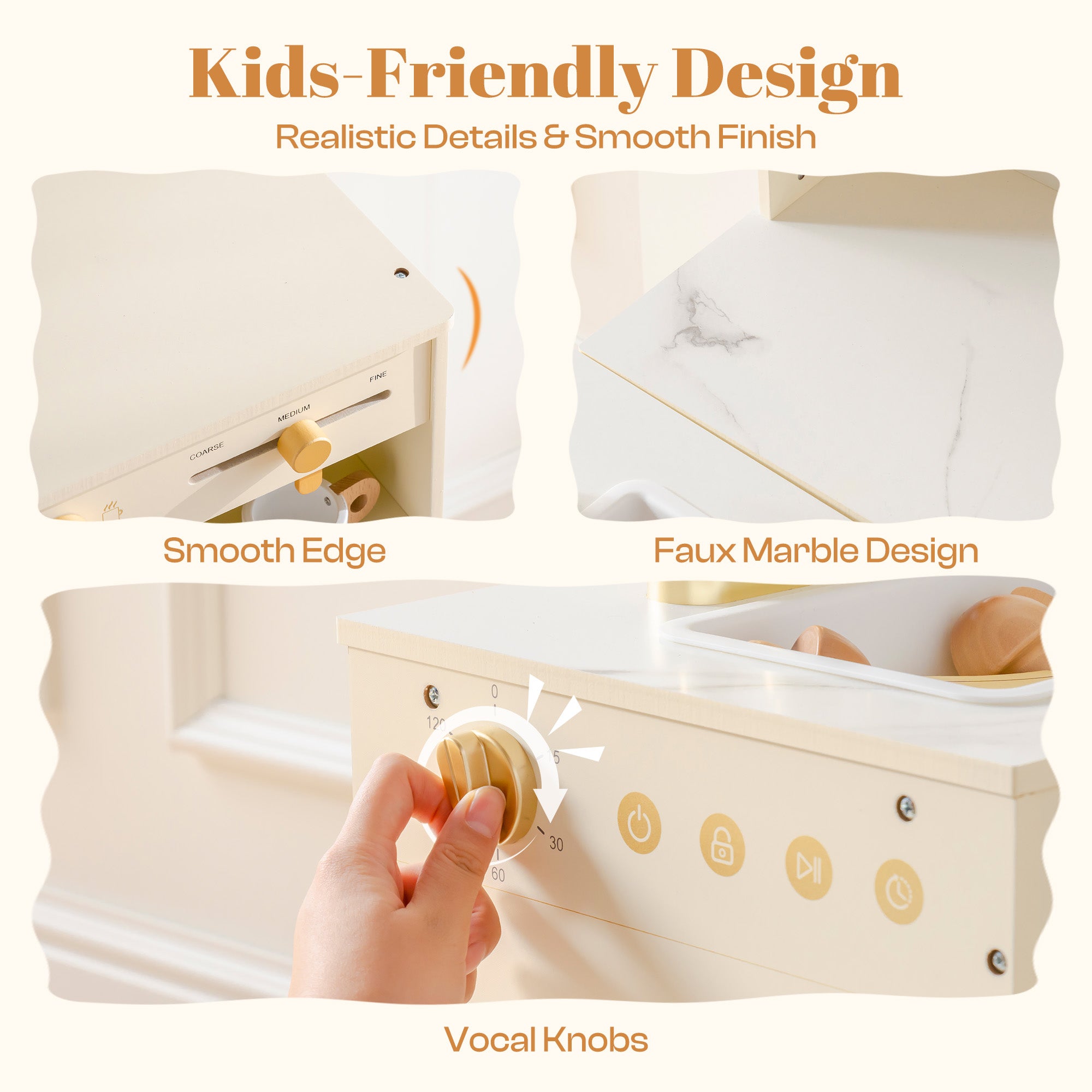 ROBUD  Pretend Corner Kitchen with All-in-One & Combination-Style	