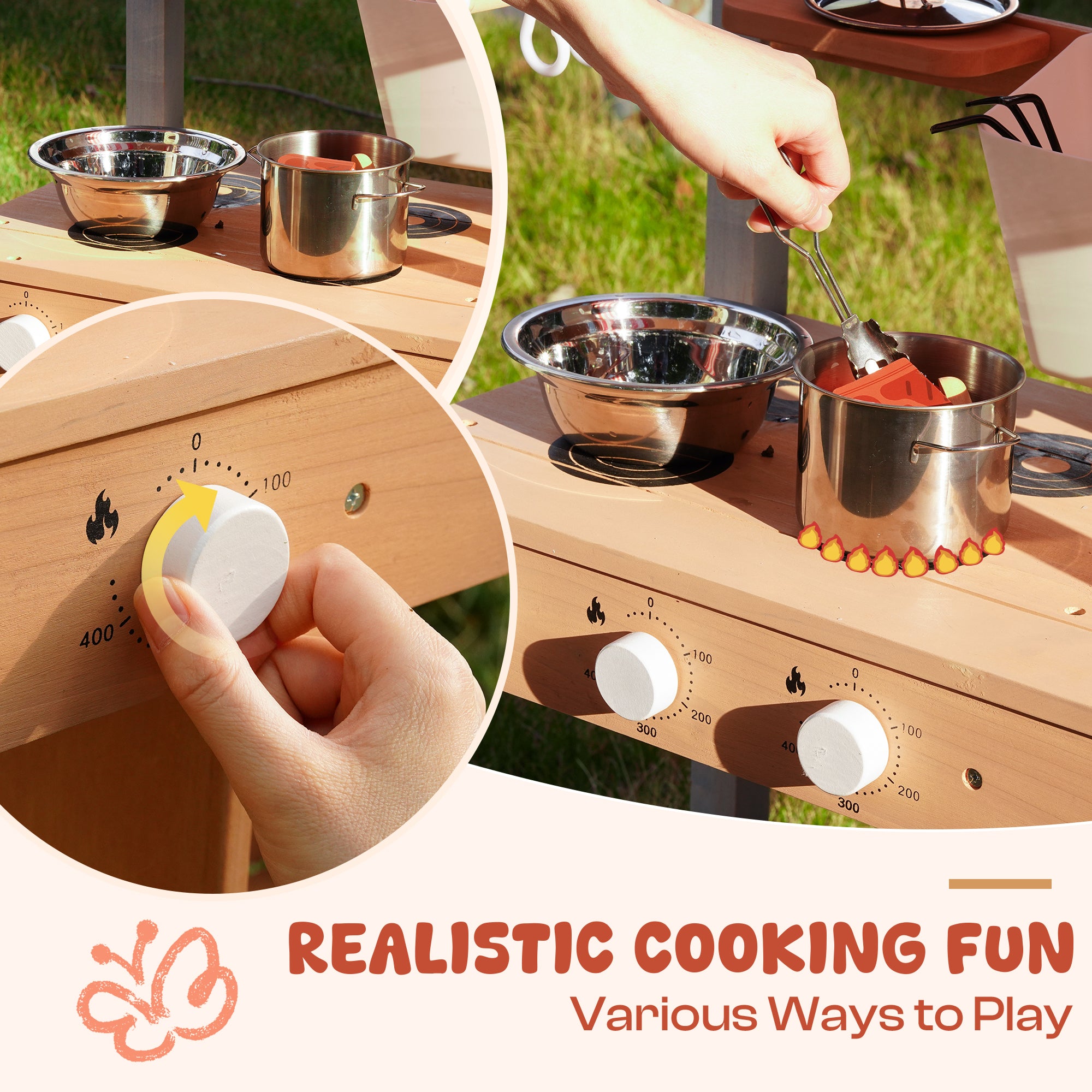 ROBUD Mud Kitchen for Kids Outdoor with Canopy	