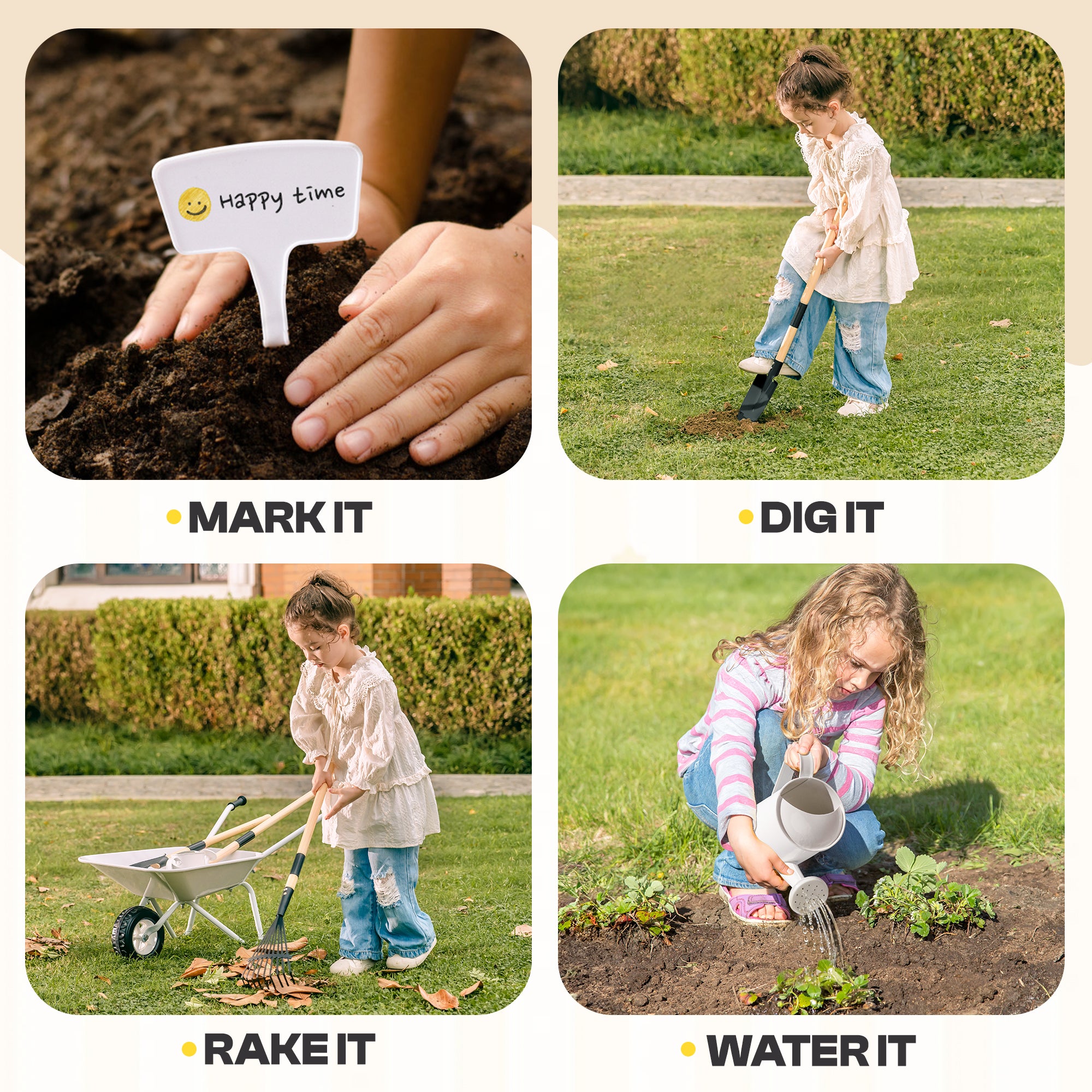 ROBUD Kids Wheelbarrow with Gardening Set	