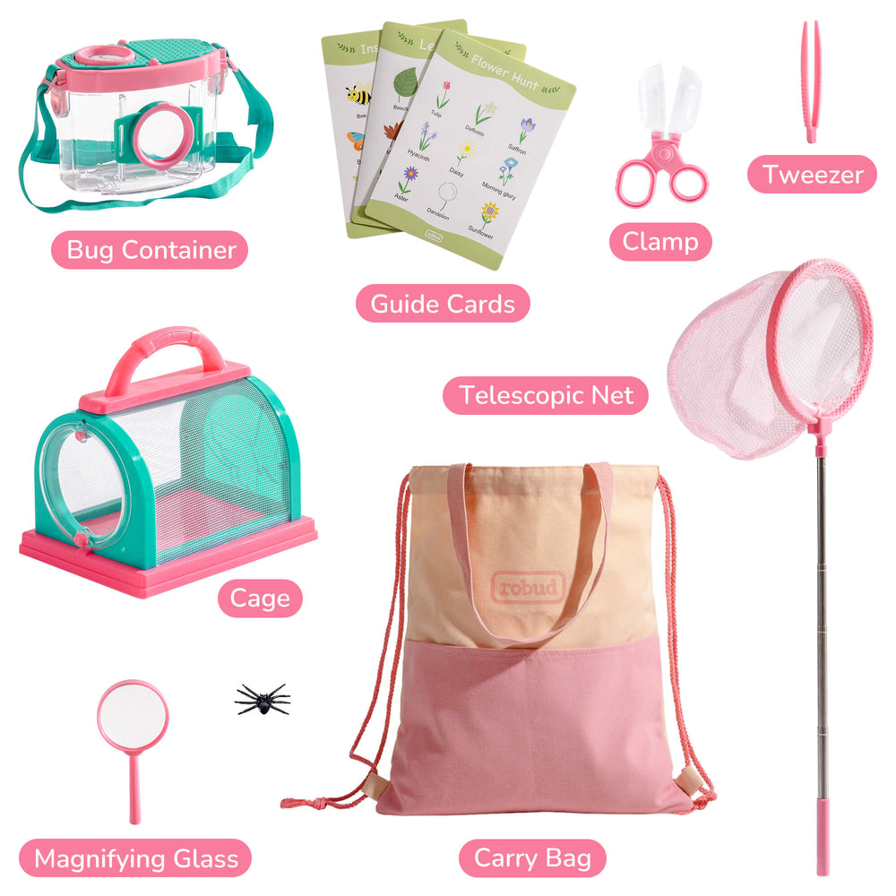 Kids Explorer Set ROBUD Kids Explorer Kit, Bug Catcher Kit with Costume Kit, Pink Outdoor ...