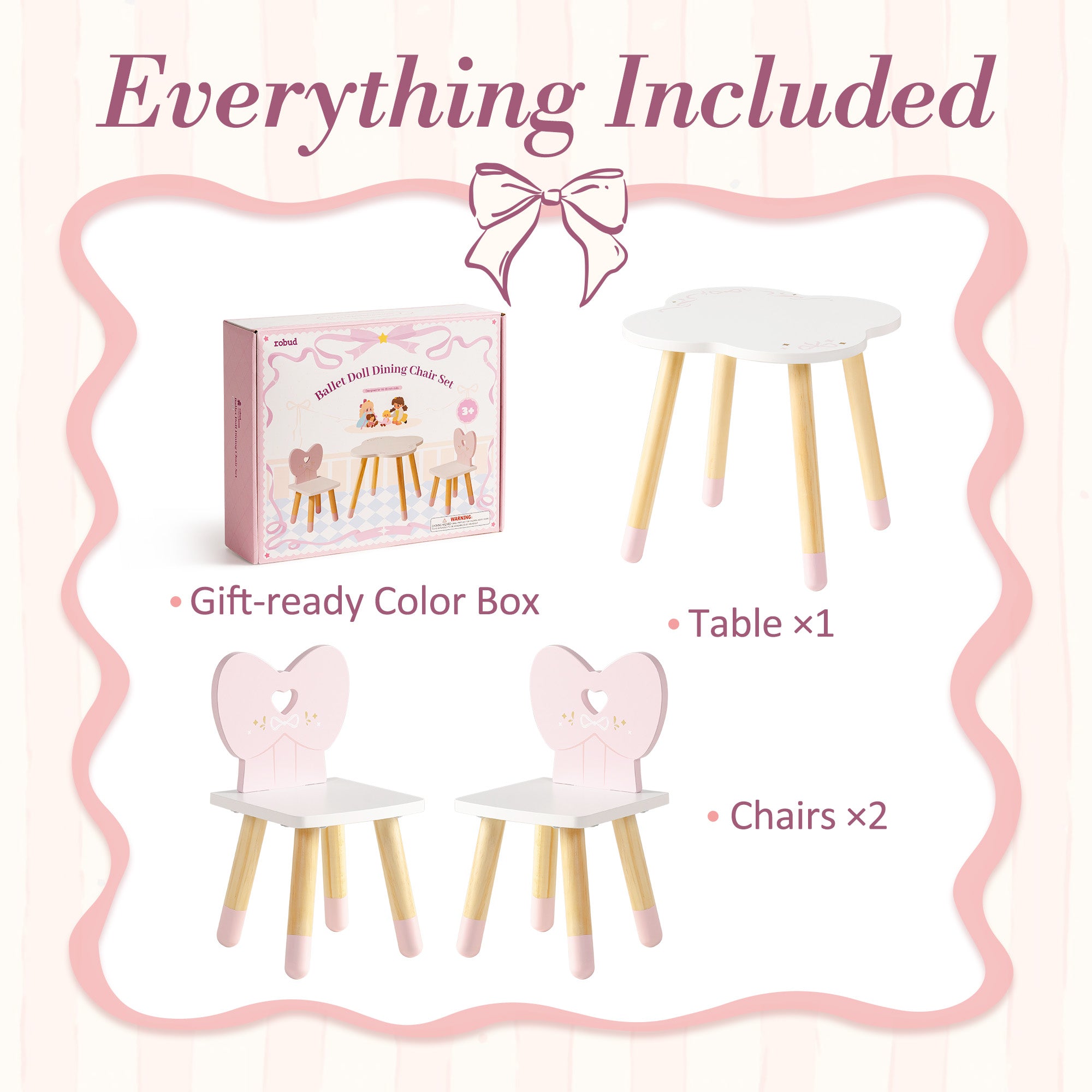 ROBUD 18 Inch Dolls Table Chairs Set	