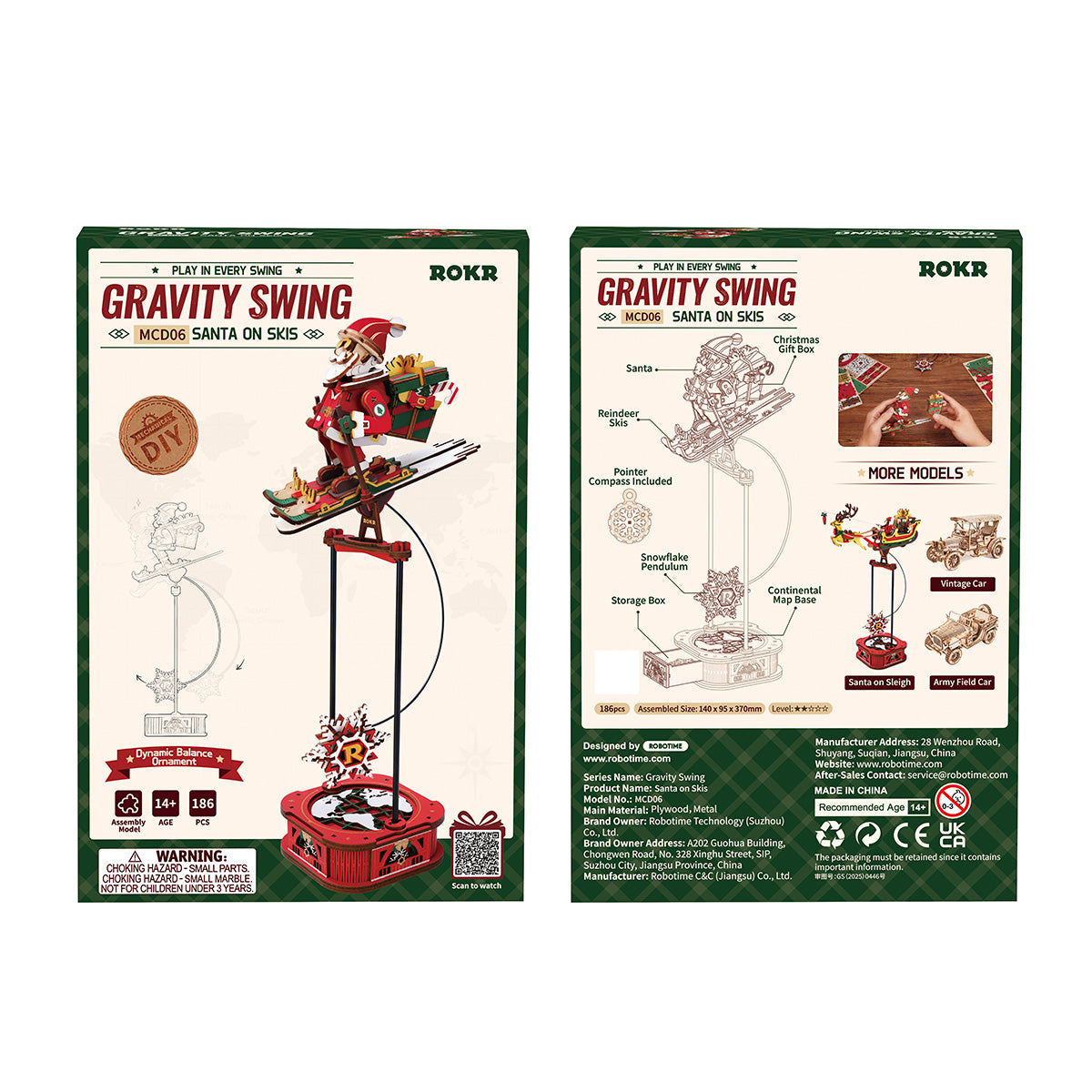 ROKR Santa on Skis Pendulum Balance Toy 3D Puzzle MCD06 | Robotime