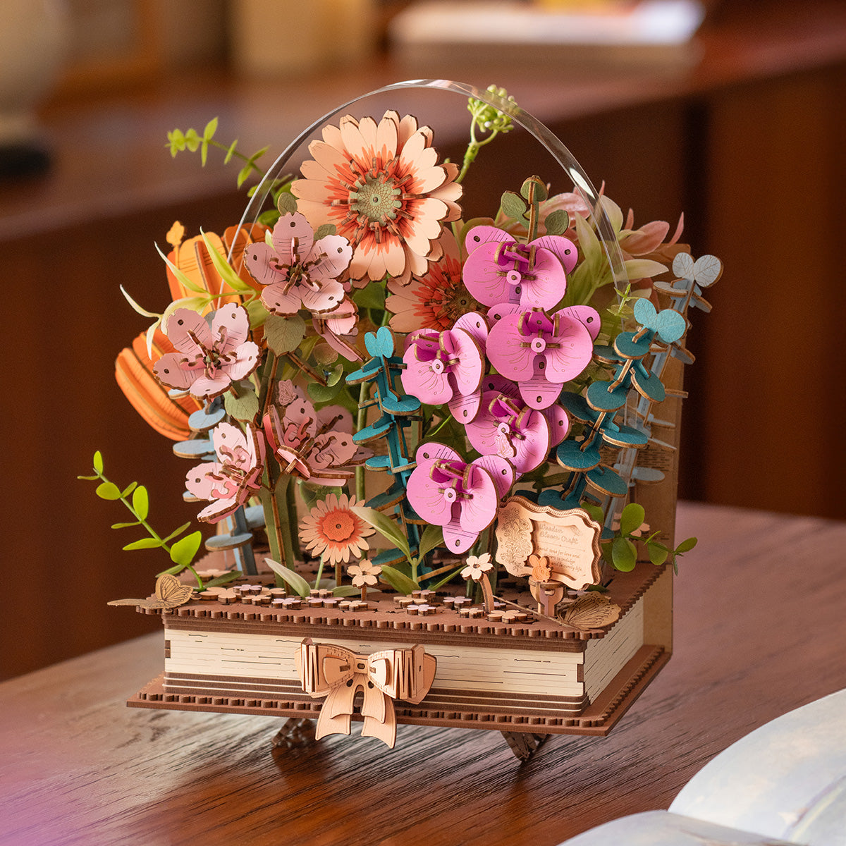 Rowood Wooden Blooming Book DIY Flower Bouquet 3D Puzzle TW04H