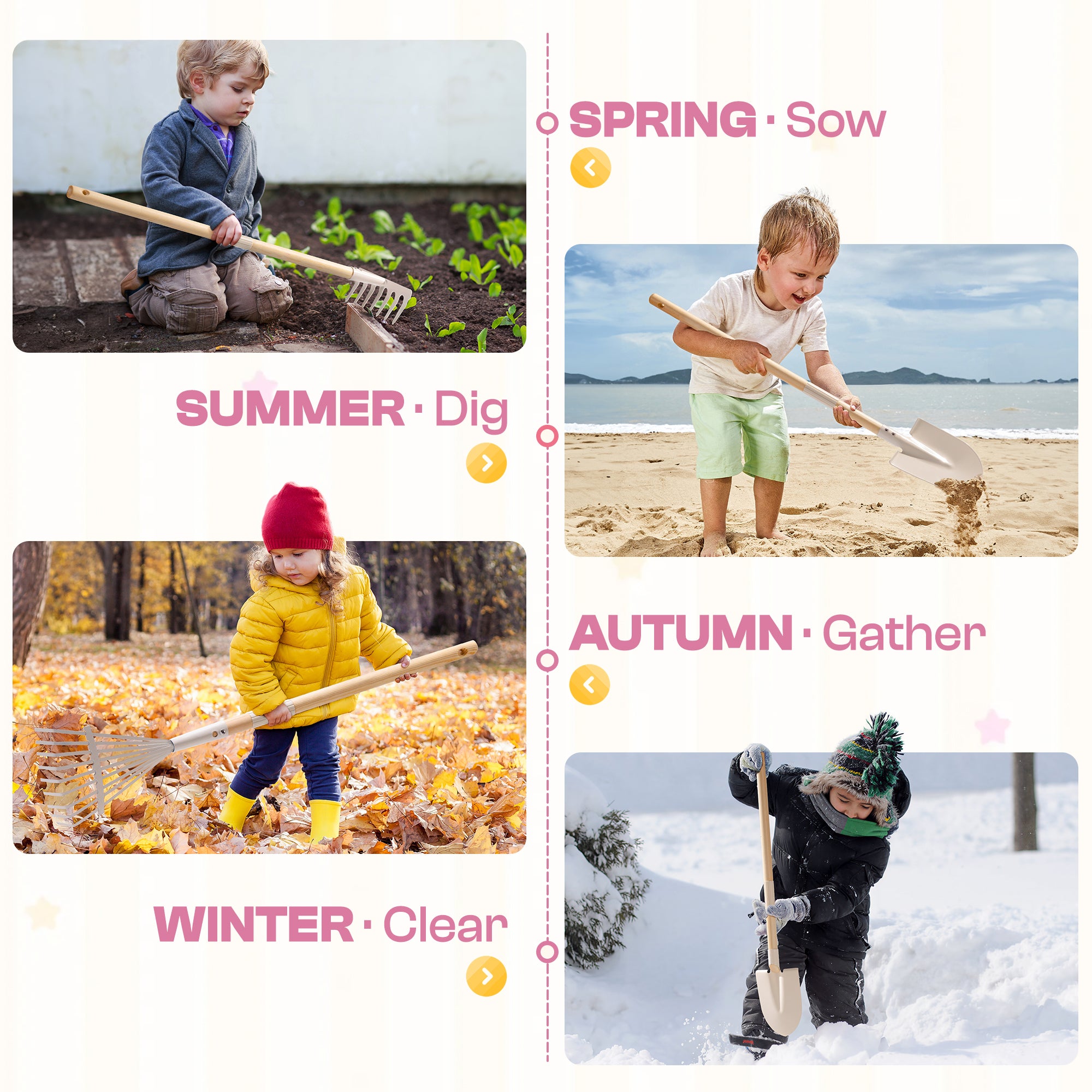 ROBUD Kids Wheelbarrow with Gardening Set	