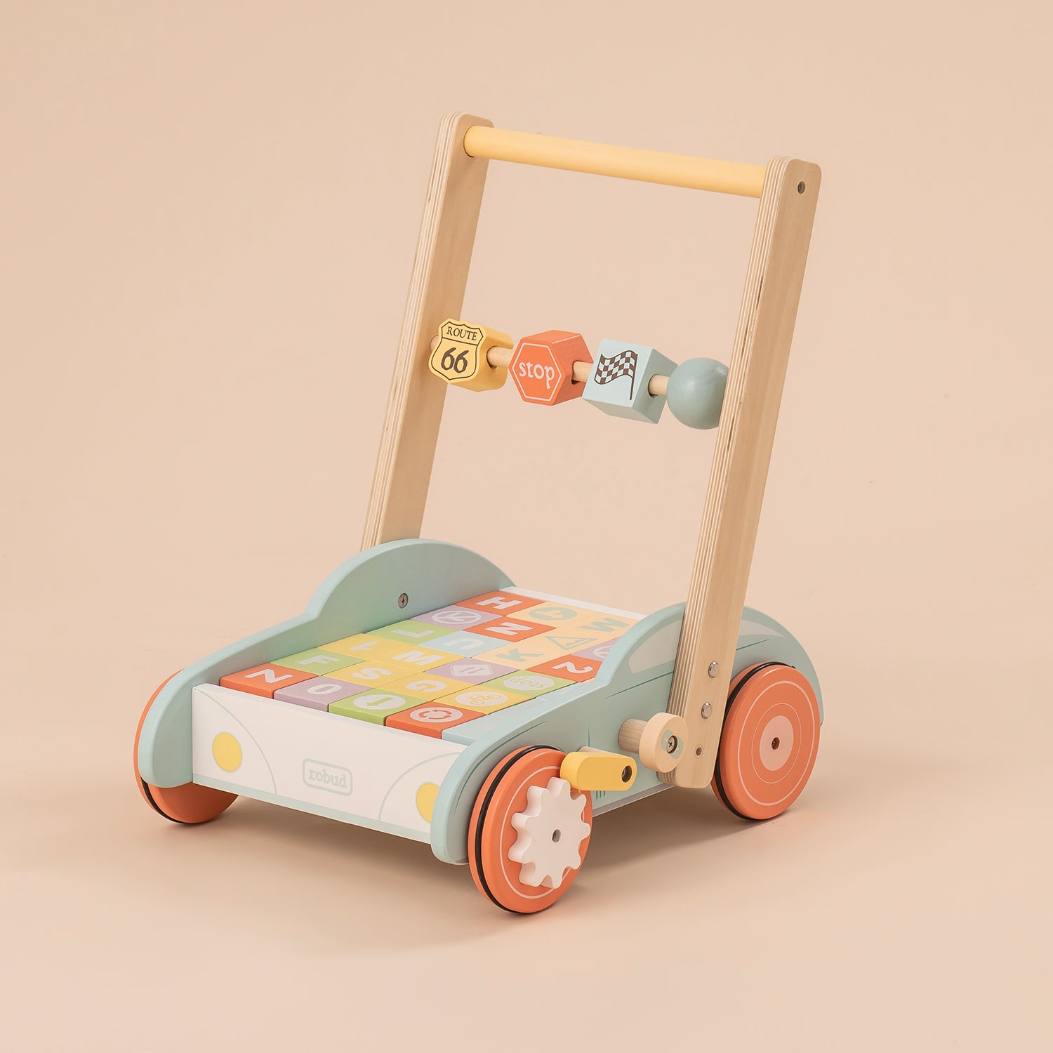 NUKied Wooden Baby Walker Baby Push Walker With Multiple Entertainment Activity