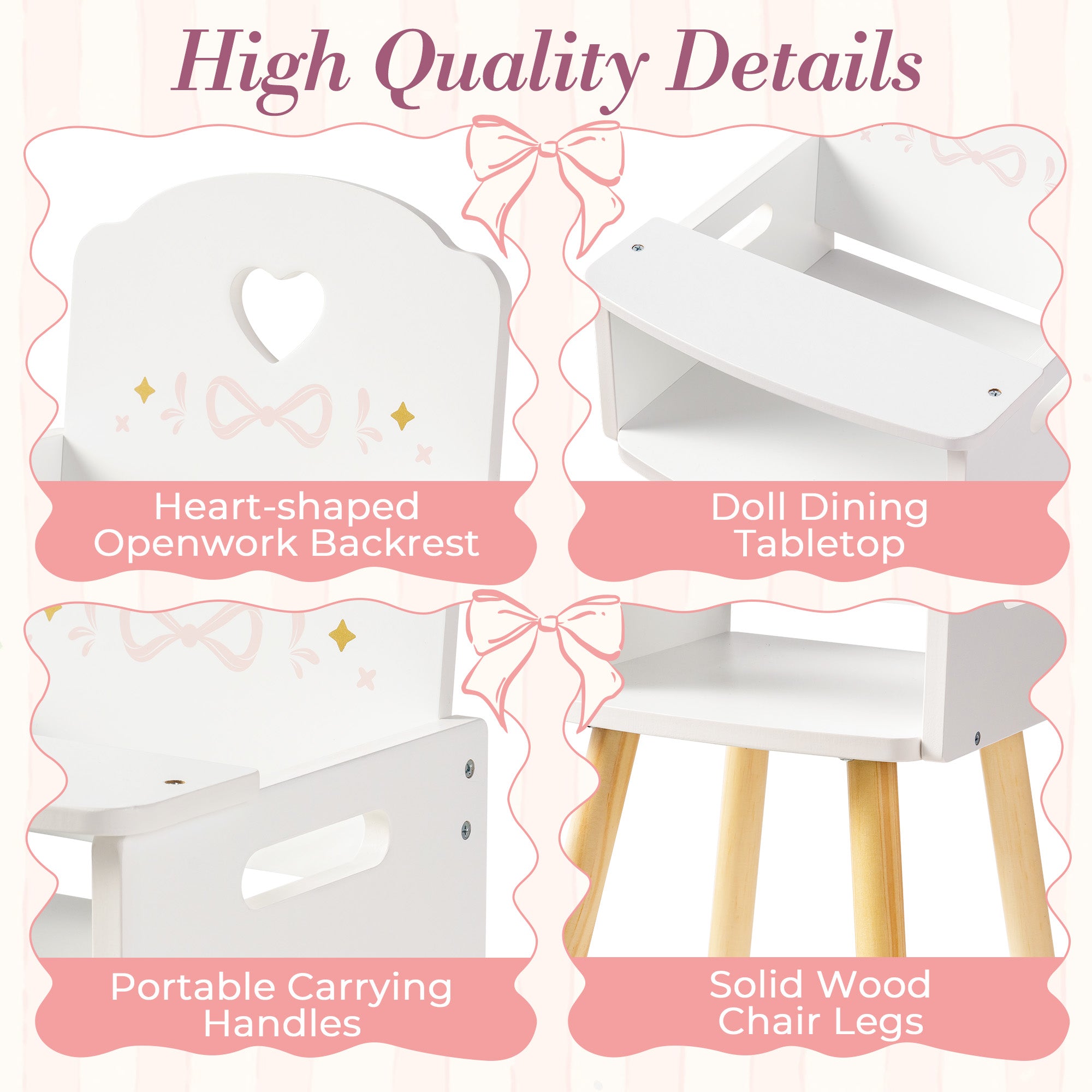 ROBUD Baby Doll High Chair with Heart-Shaped	