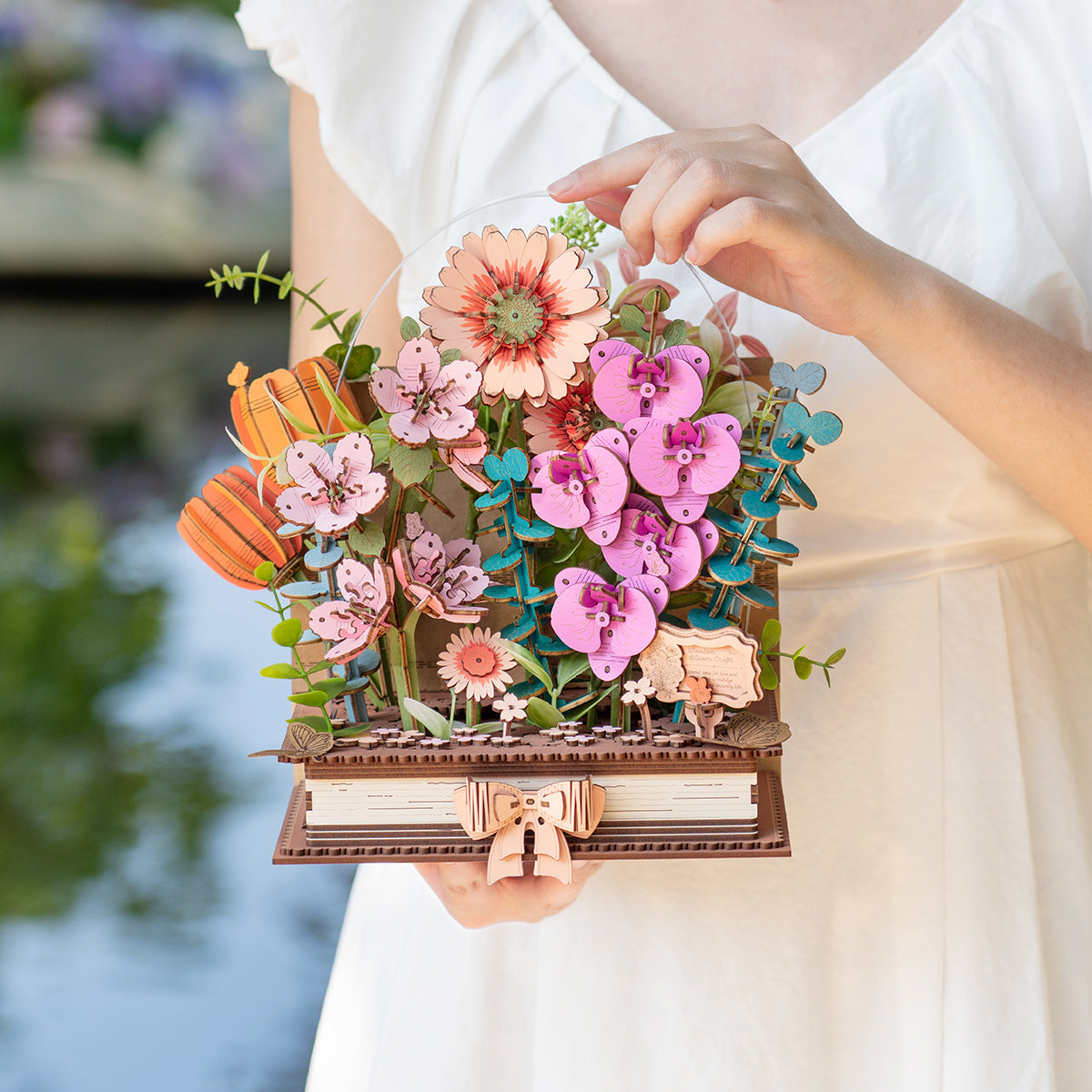 Livre de fleurs en bois Rowood : puzzle 3D DIY pour bouquets de