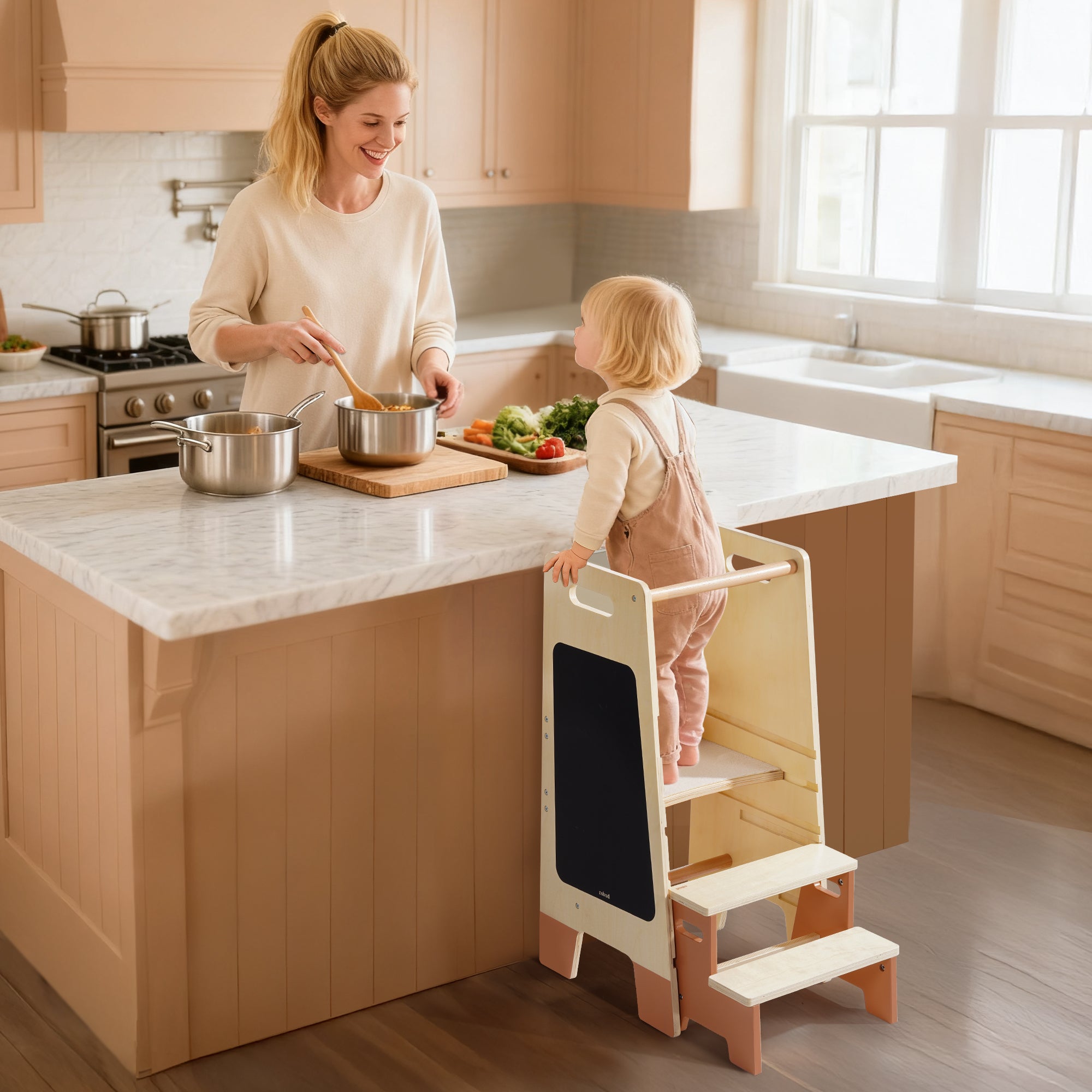 ROBUD Toddler Standing Tower with Step Stool Set	